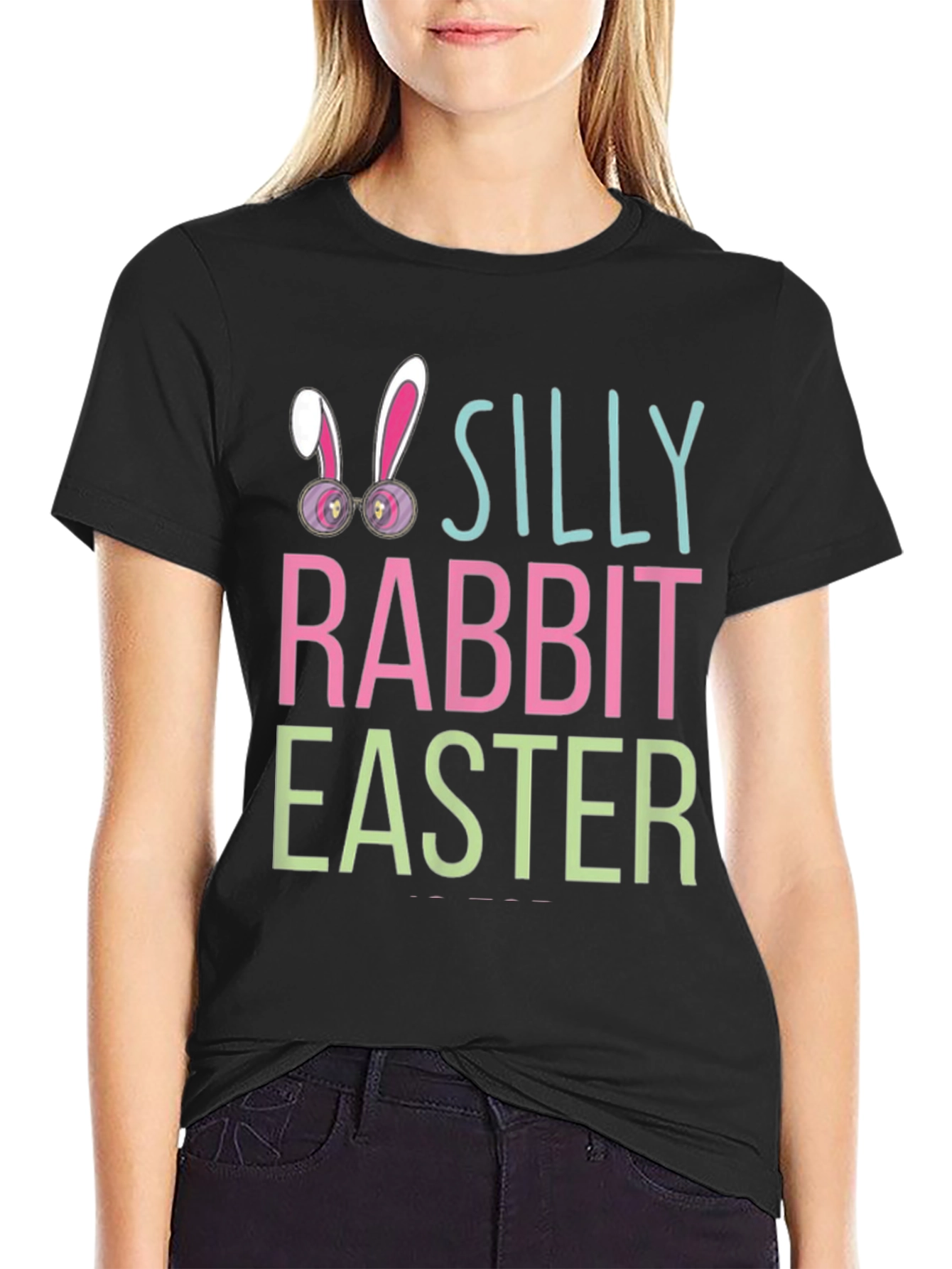 Silly Rabbit Easter Black Graphic Tee Shirt
