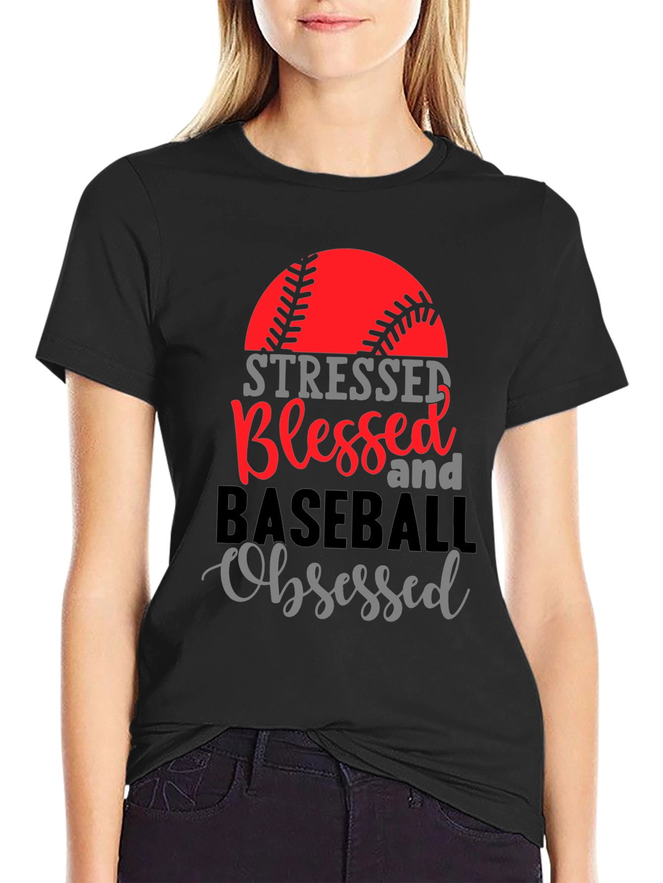 Stressed Blessed Baseball Obsessed Graphic Tee