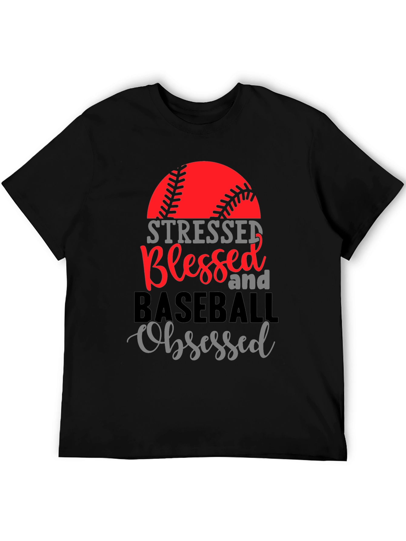 Stressed Blessed Baseball Obsessed Graphic Tee