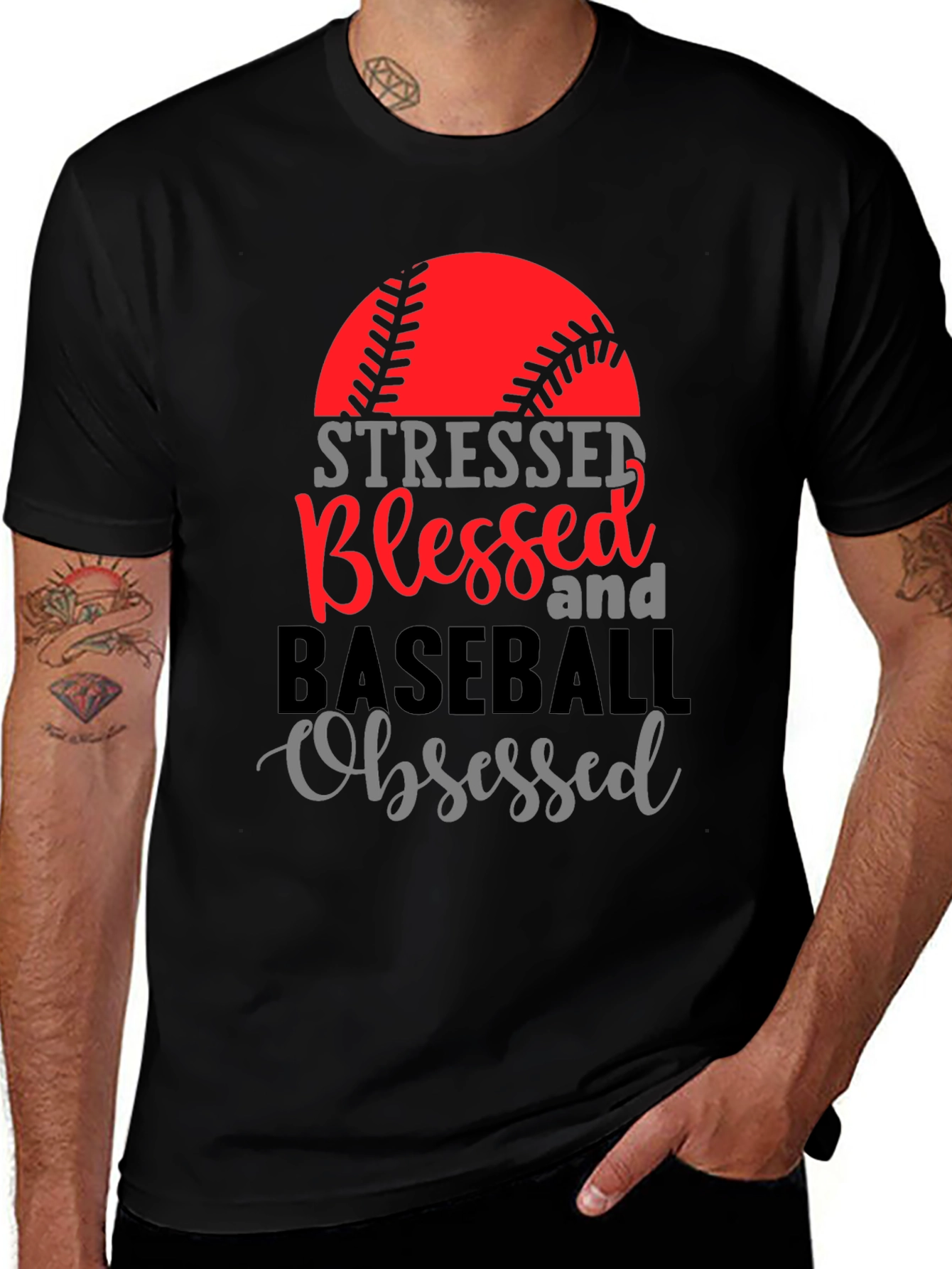Stressed Blessed Baseball Obsessed Graphic Tee