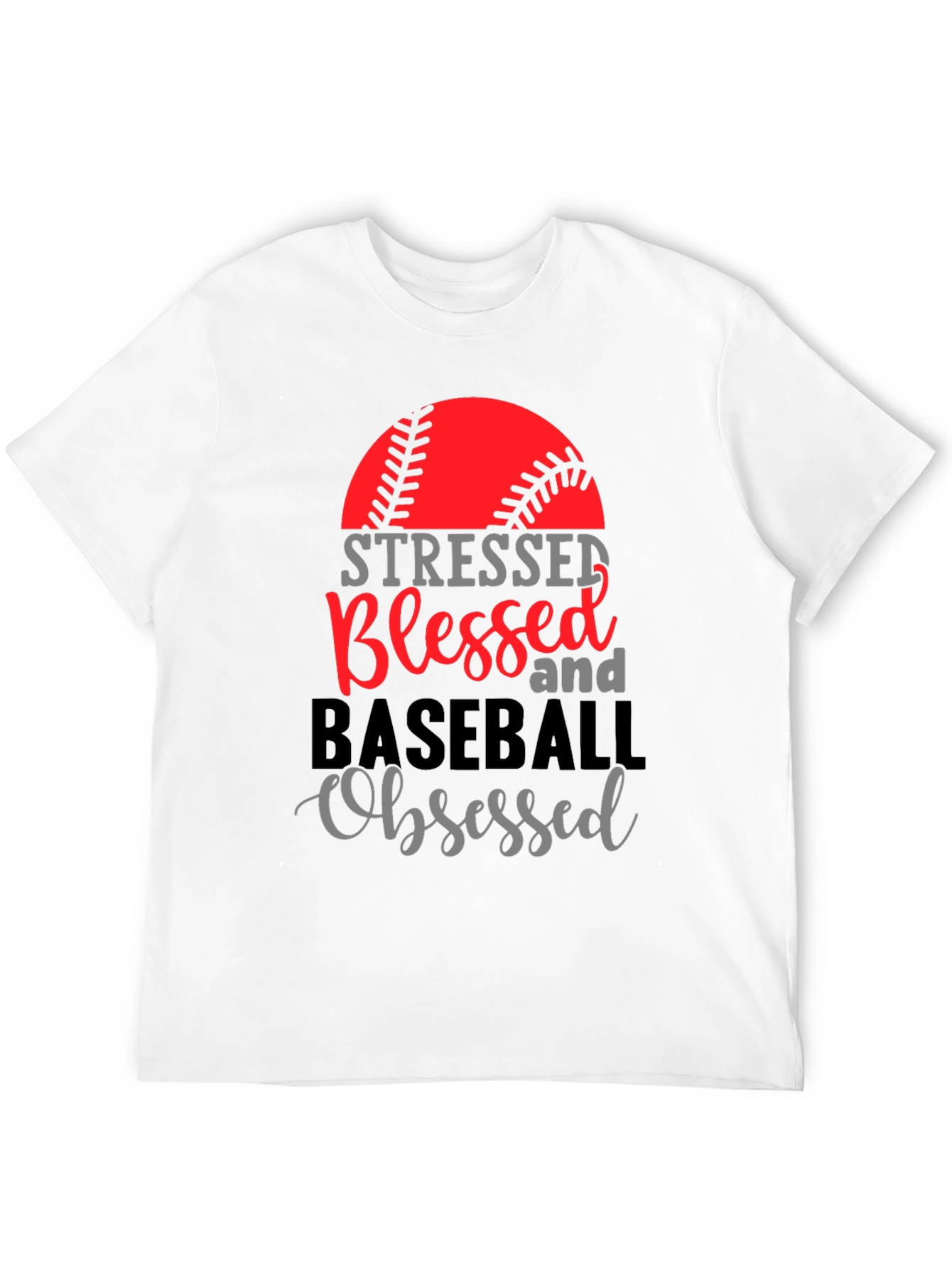 Stressed Blessed Baseball Obsessed Graphic Tee