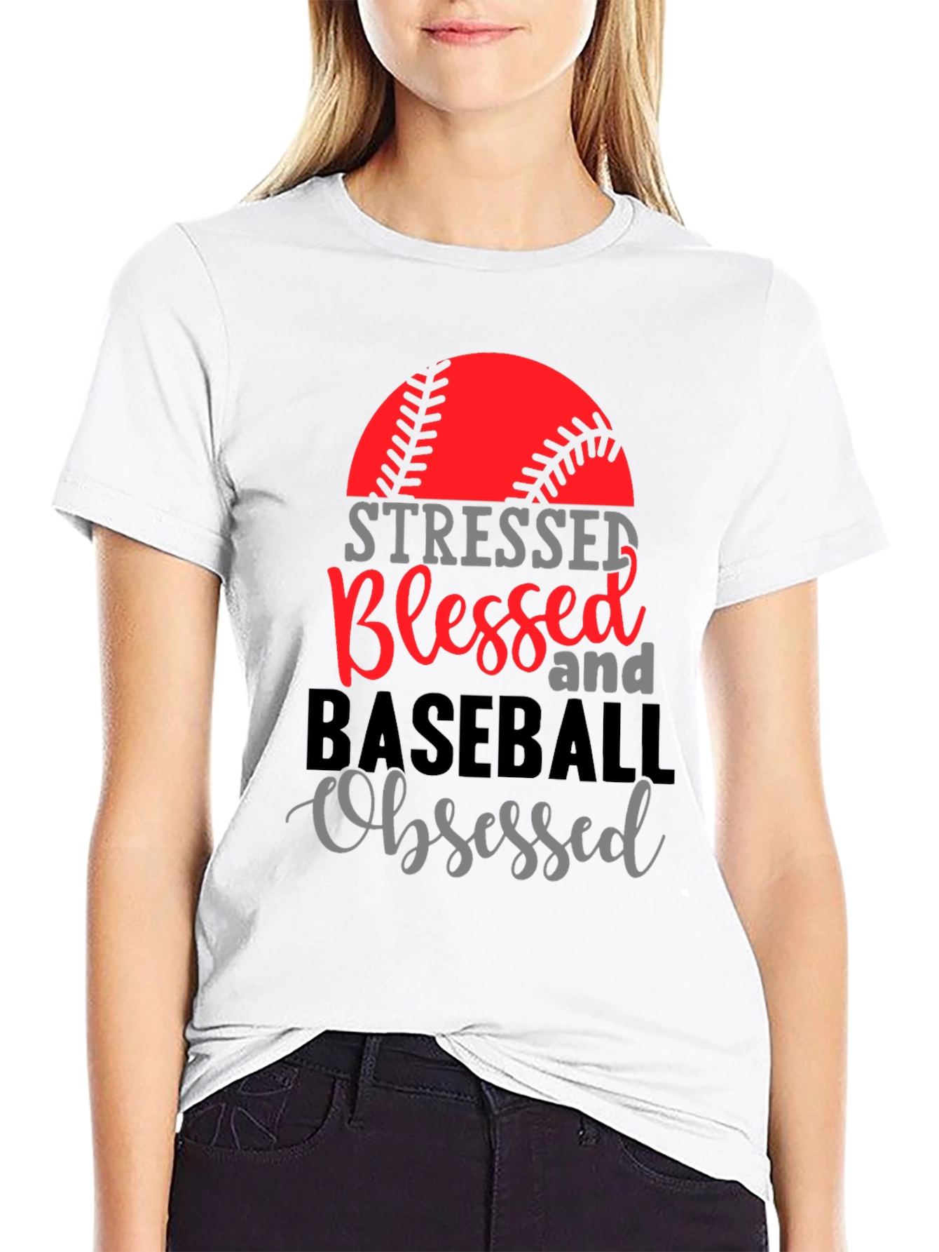 Stressed Blessed Baseball Obsessed Graphic Tee