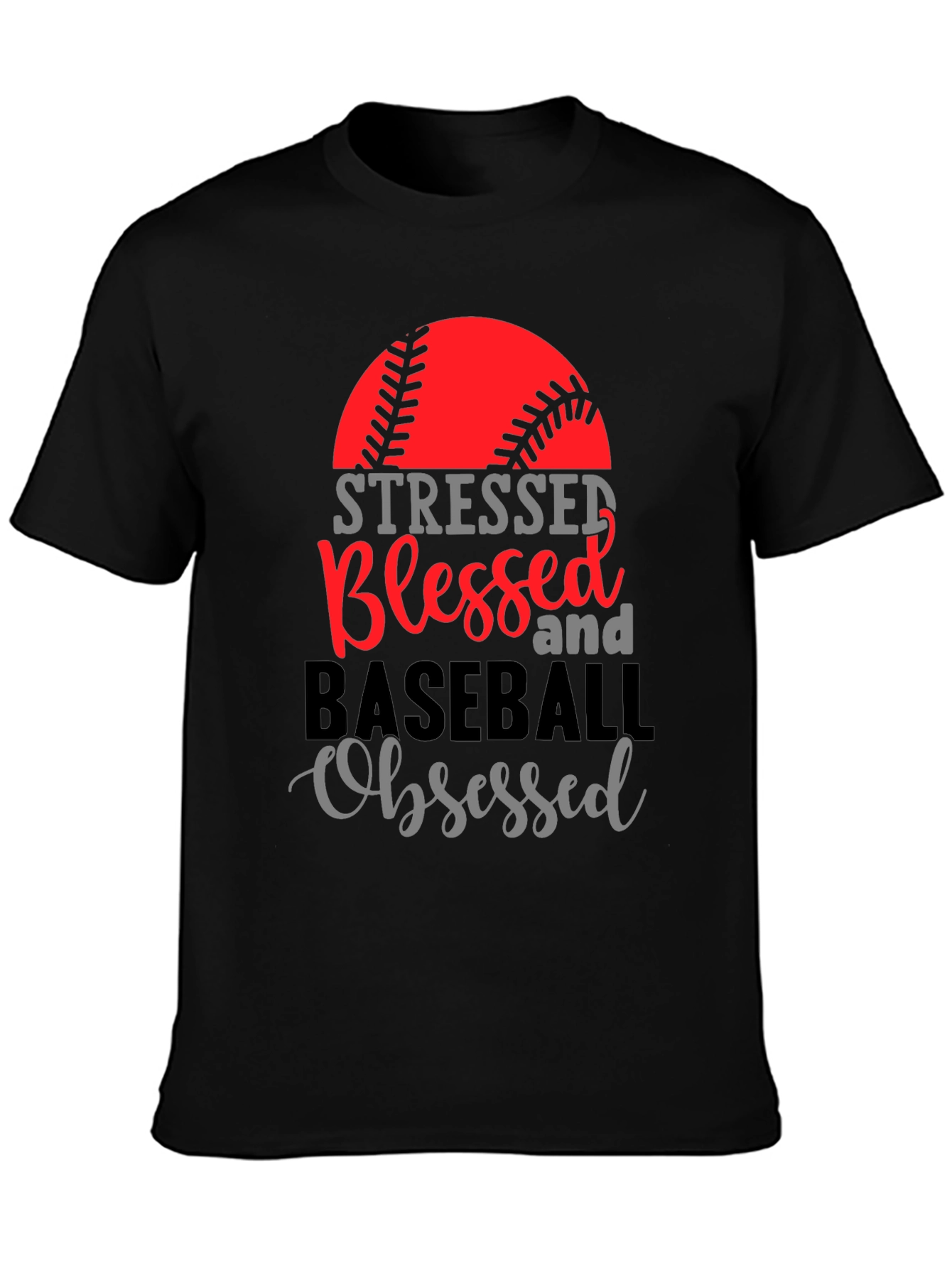 Stressed Blessed Baseball Obsessed Graphic Tee