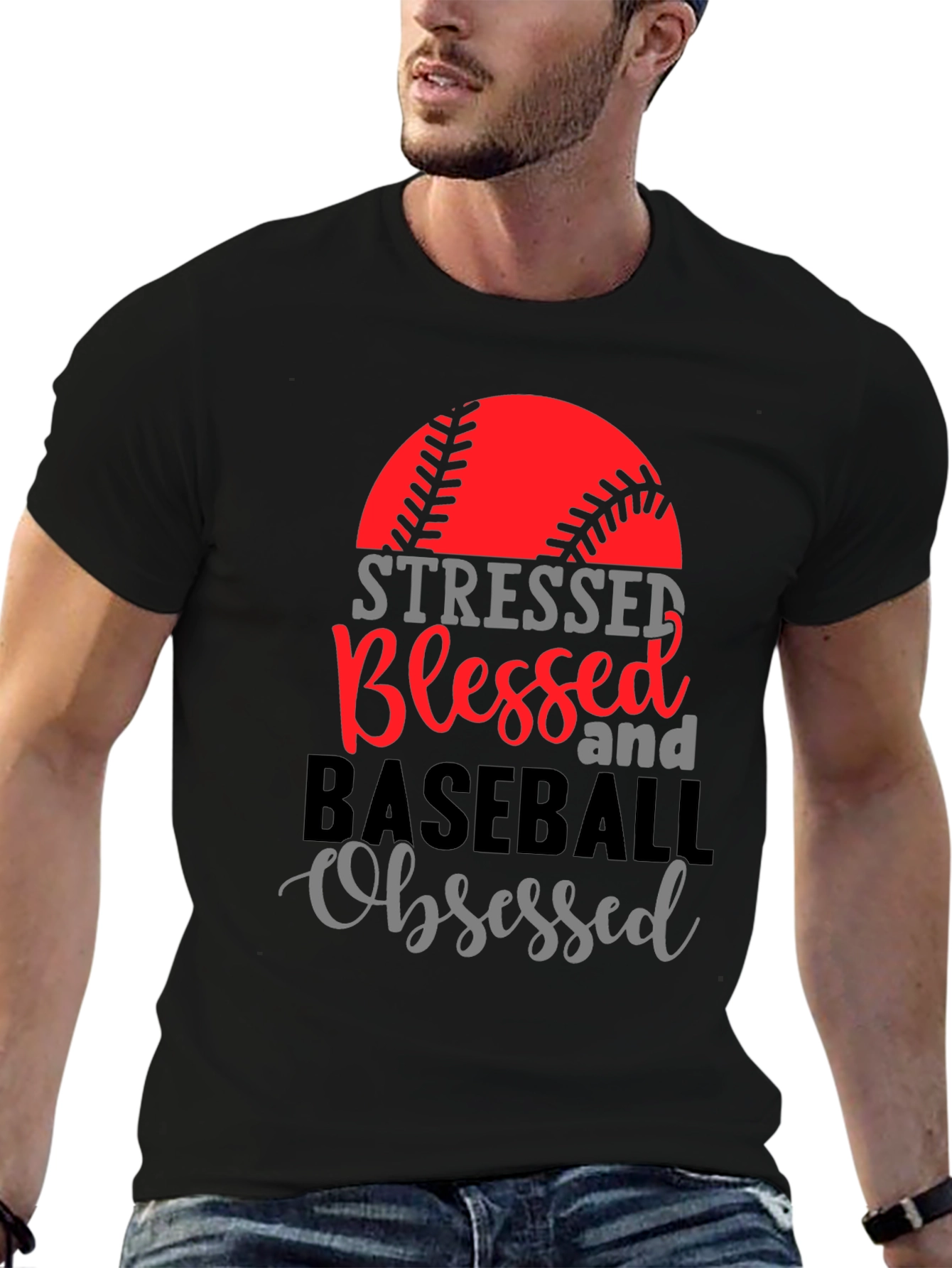 Stressed Blessed Baseball Obsessed Graphic Tee