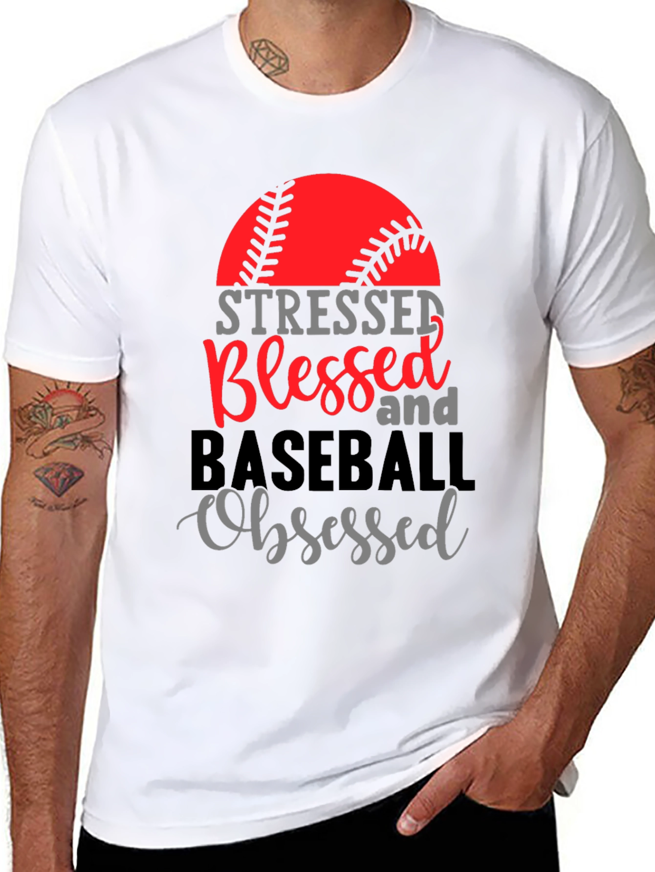 Stressed Blessed Baseball Obsessed Graphic Tee
