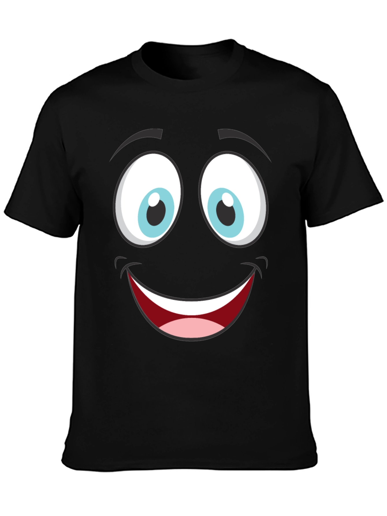 Funny Cartoon Face Graphic Black T-Shirt