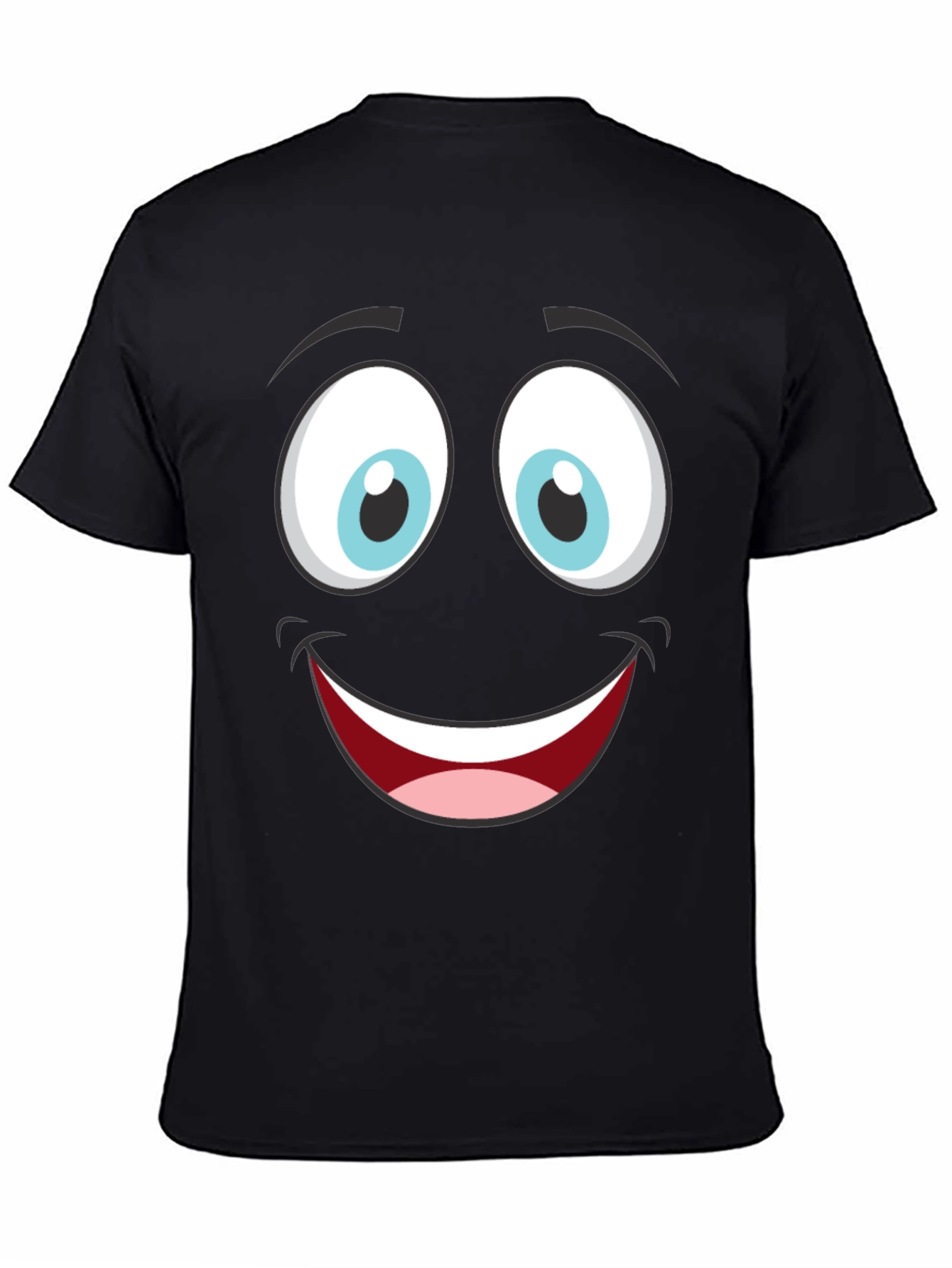 Funny Cartoon Face Graphic Black T-Shirt