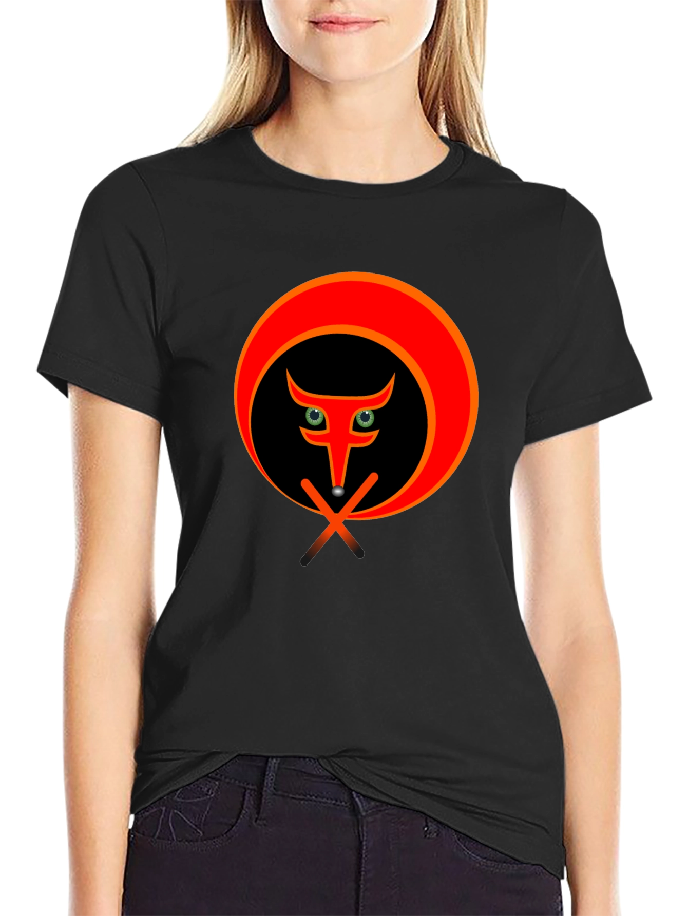 Stylish Black T-Shirt with Abstract Animal Graphic