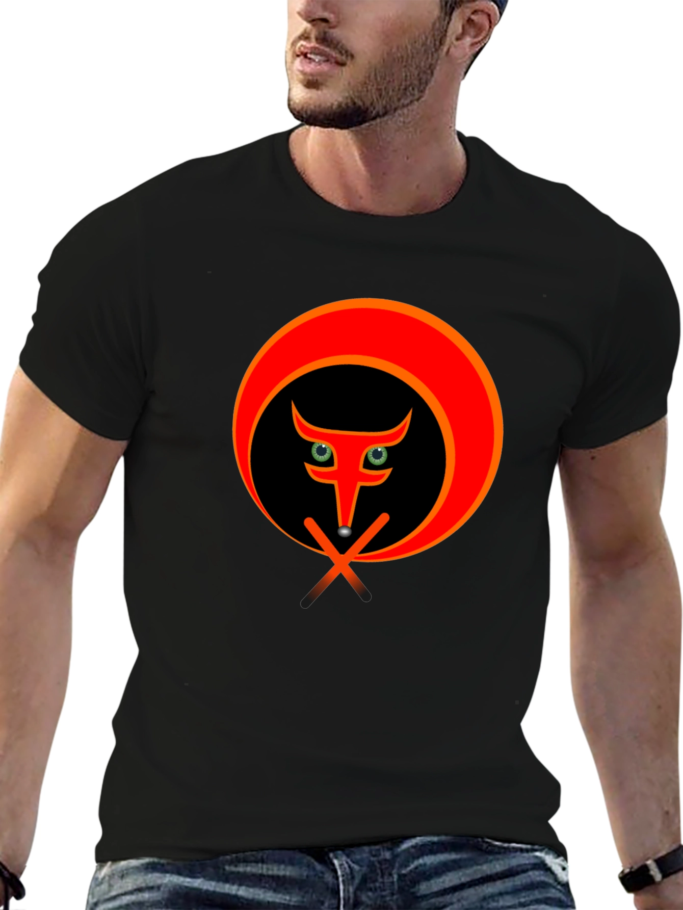 Stylish Black T-Shirt with Abstract Animal Graphic