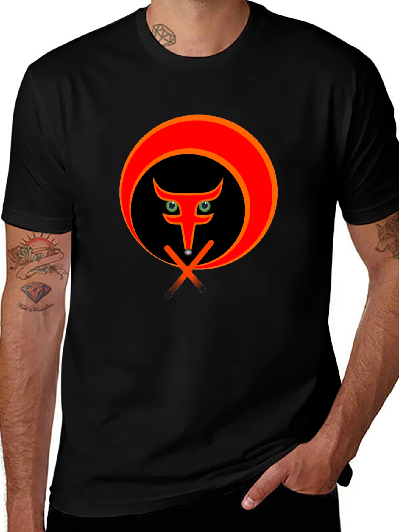 Stylish Black T-Shirt with Abstract Animal Graphic