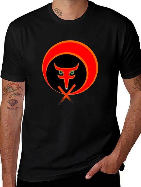 Stylish Black T-Shirt with Abstract Animal Graphic