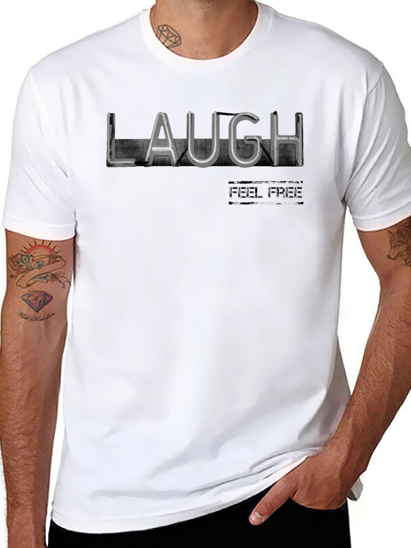 Laugh Feel Free Black Graphic Tee