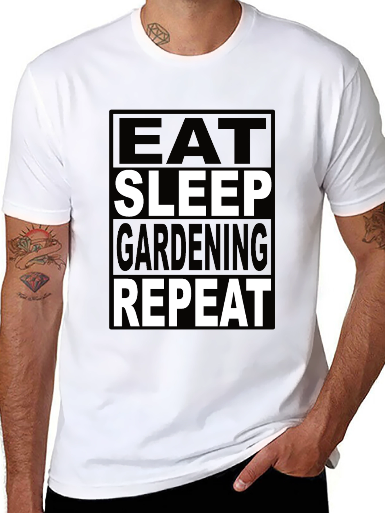 Eat Sleep Gardening Repeat Black T-Shirt