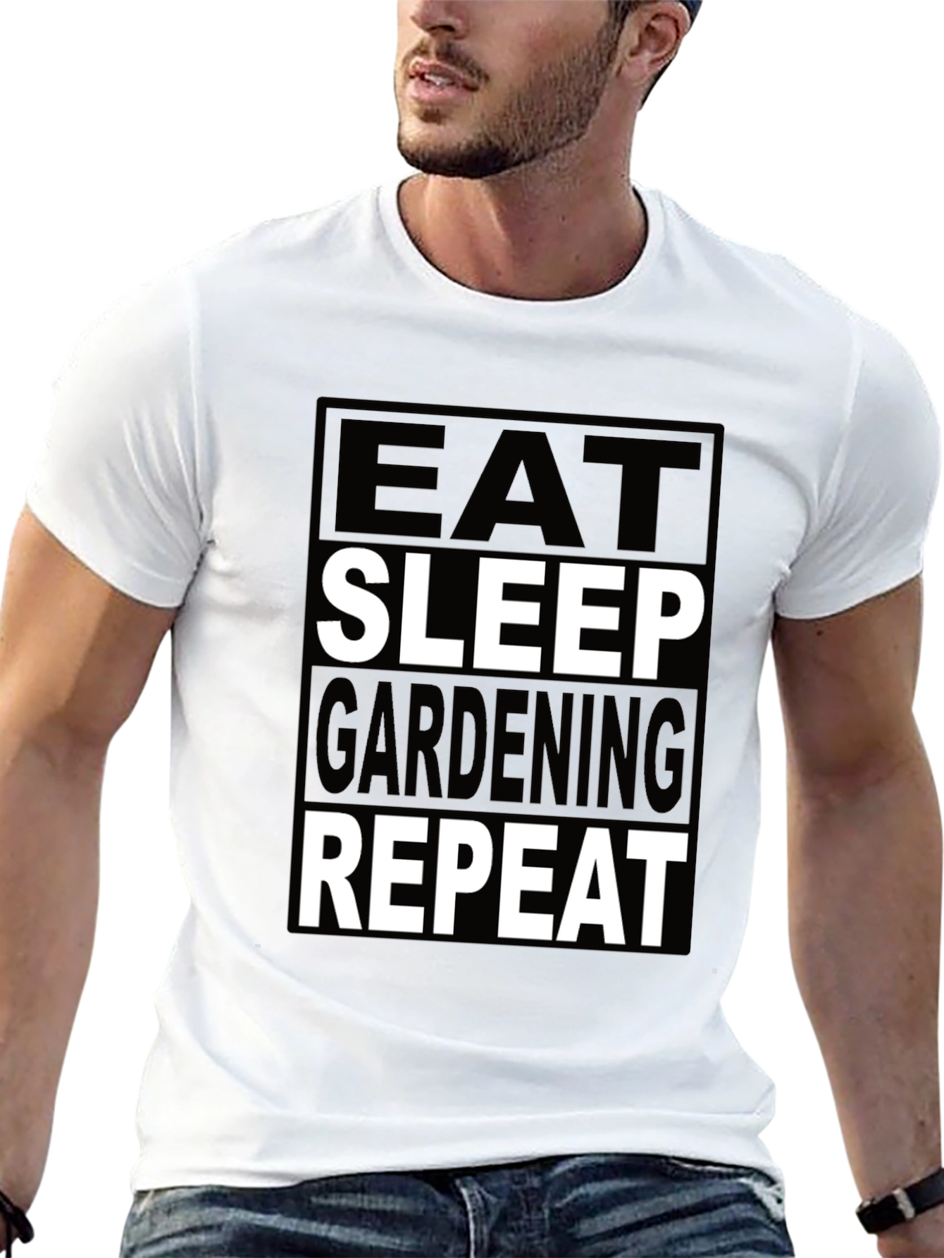 Eat Sleep Gardening Repeat Black T-Shirt