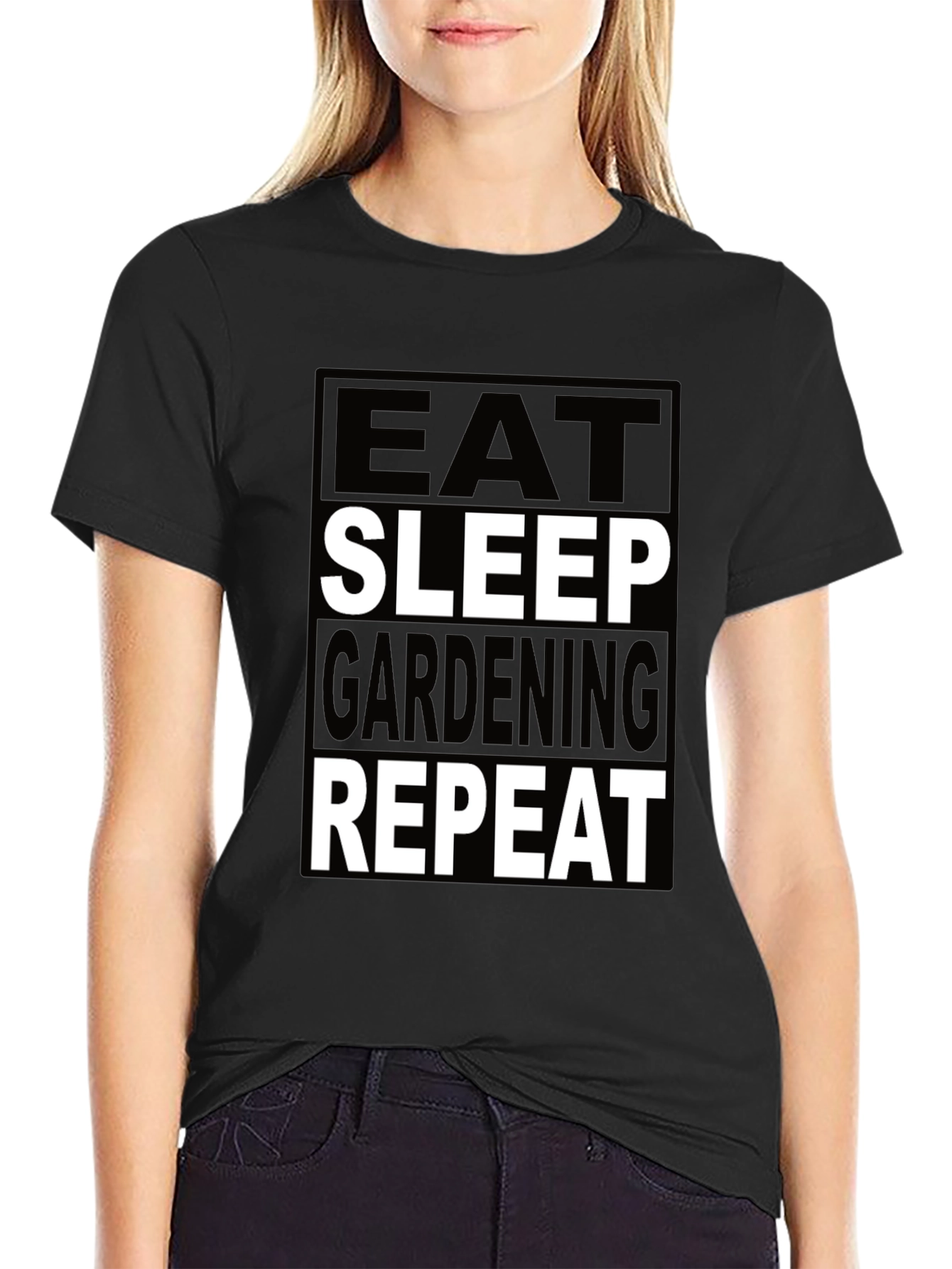 Eat Sleep Gardening Repeat Black T-Shirt