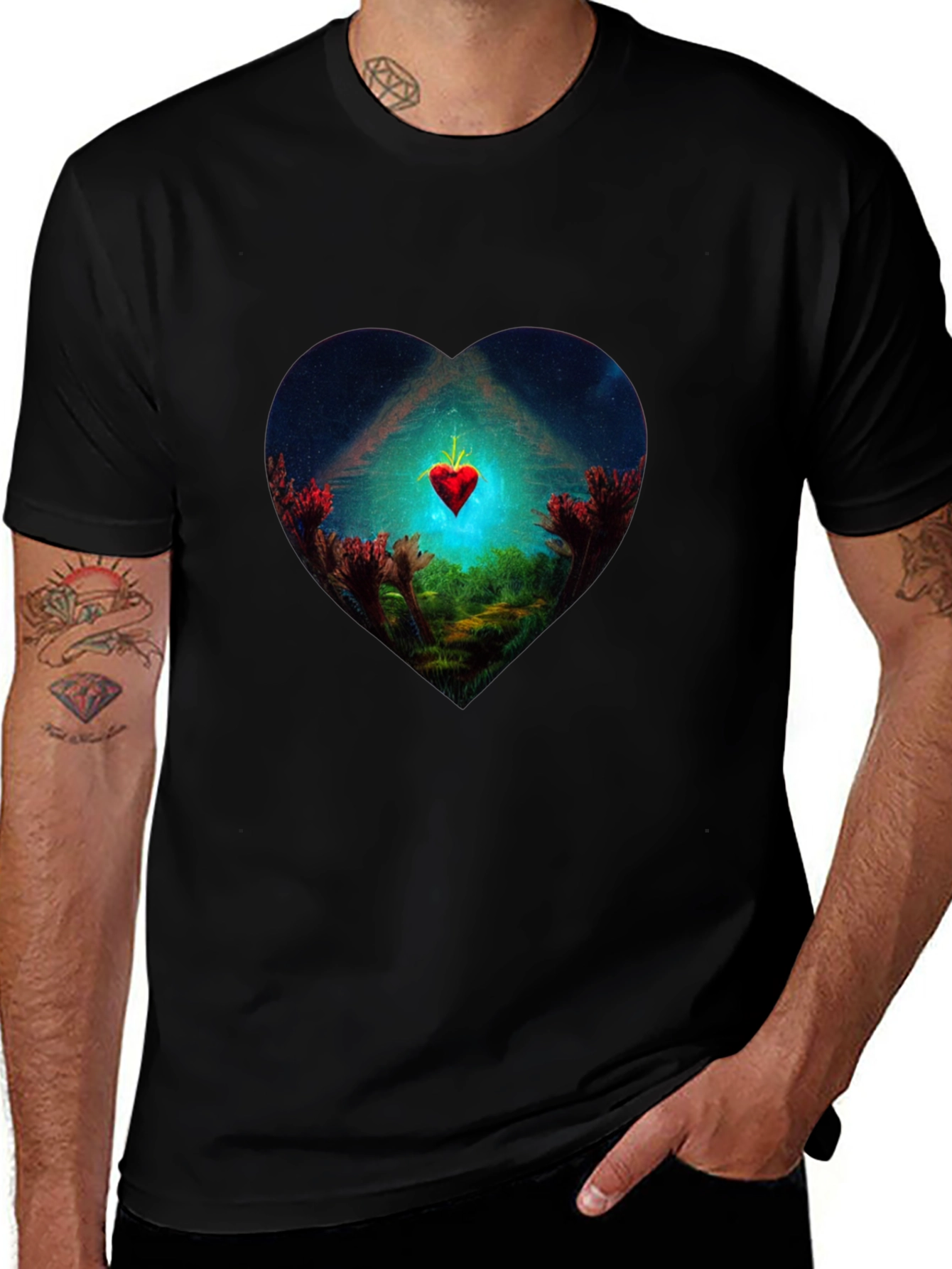 Heart Landscape Graphic Tee - Black