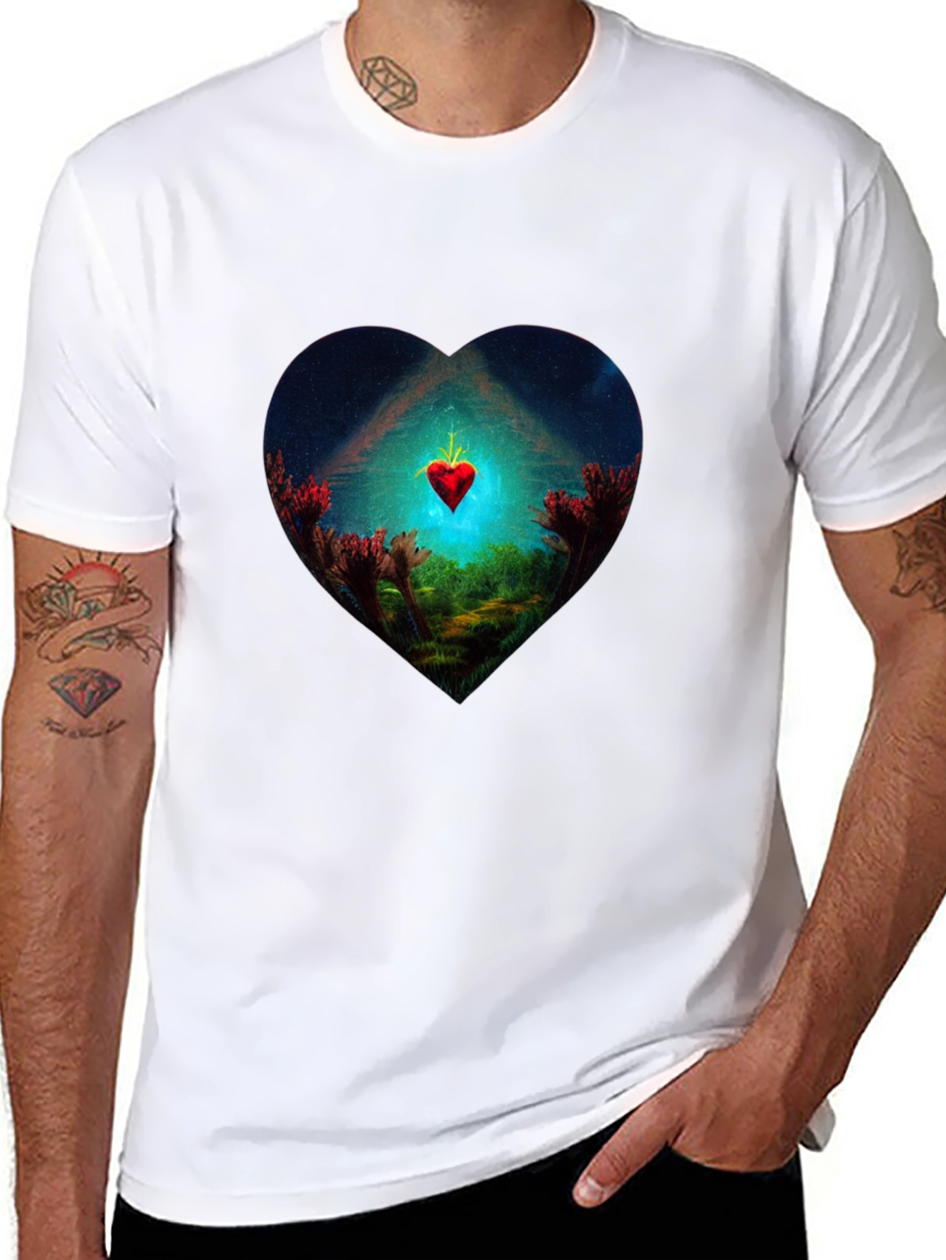 Heart Landscape Graphic Tee - Black