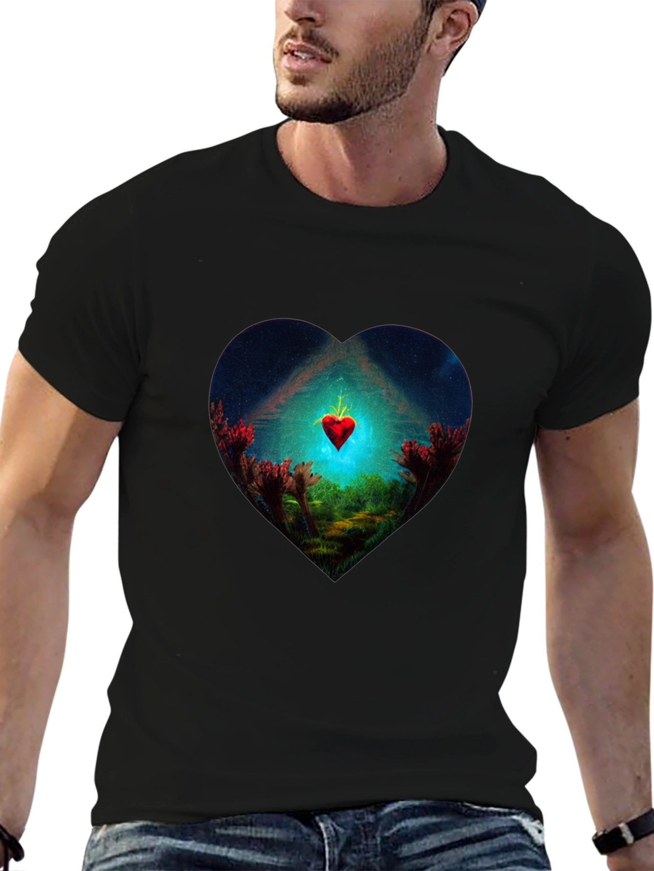 Heart Landscape Graphic Tee - Black