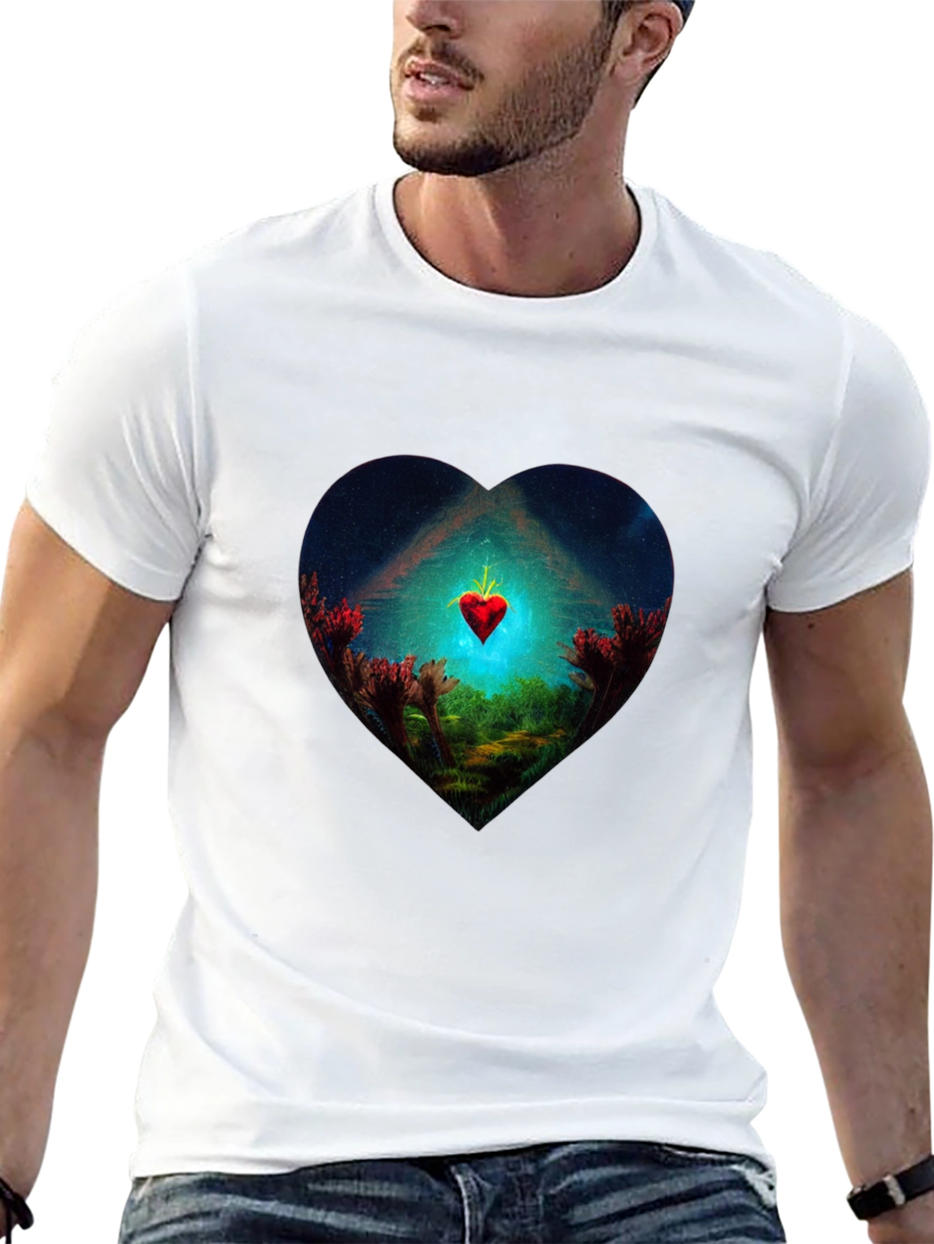 Heart Landscape Graphic Tee - Black