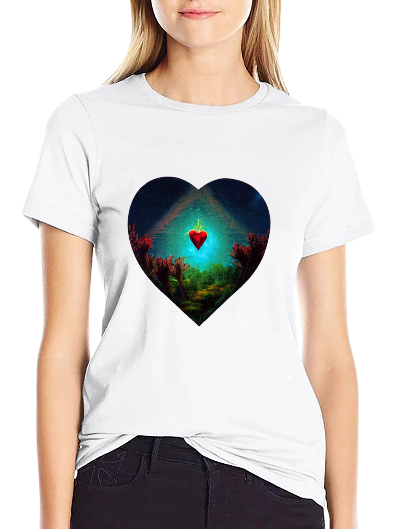 Heart Landscape Graphic Tee - Black