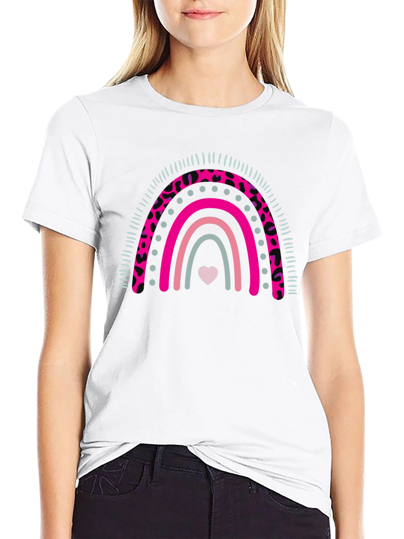 Rainbow Heart Graphic Tee - Black