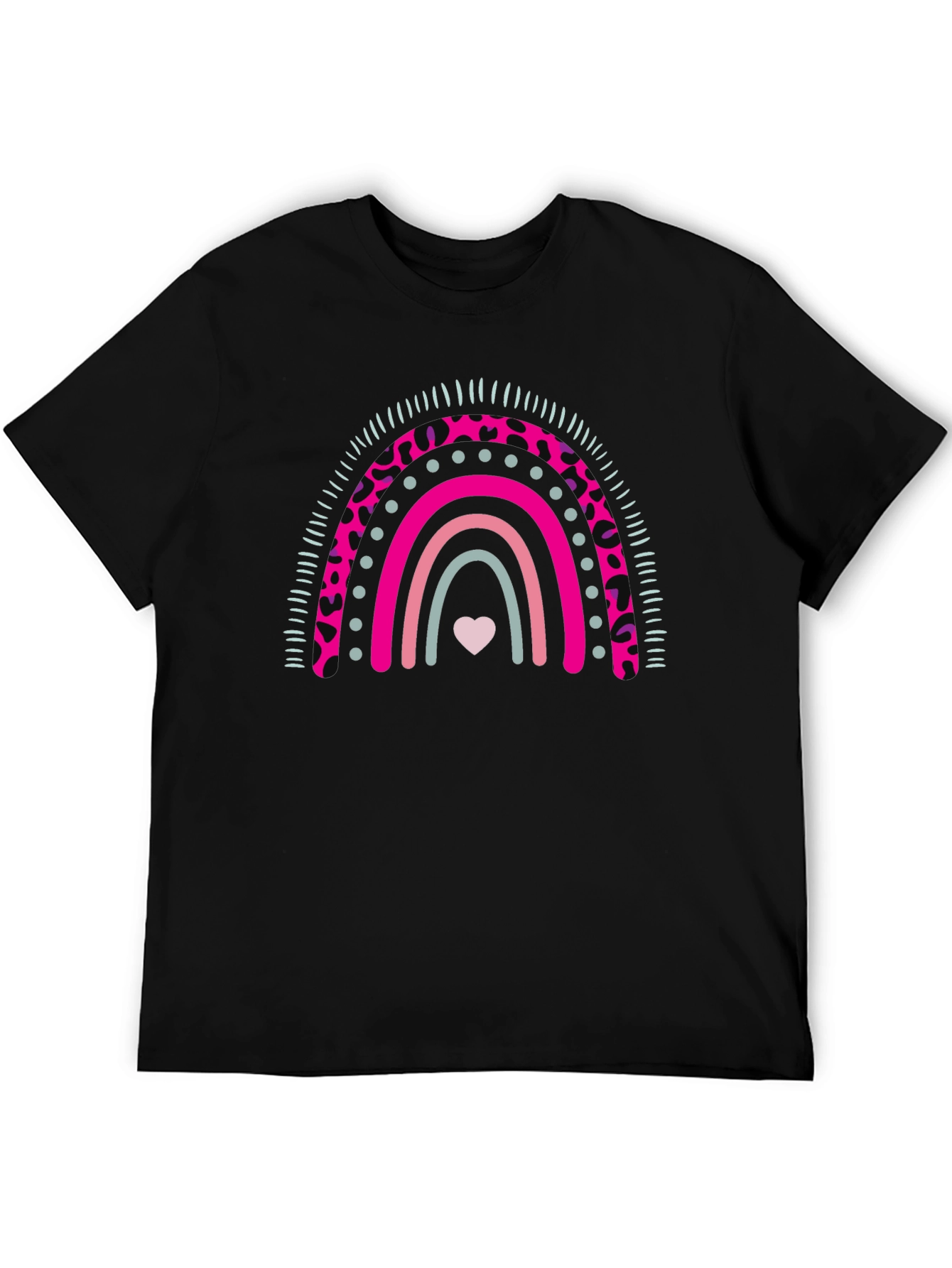 Rainbow Heart Graphic Tee - Black