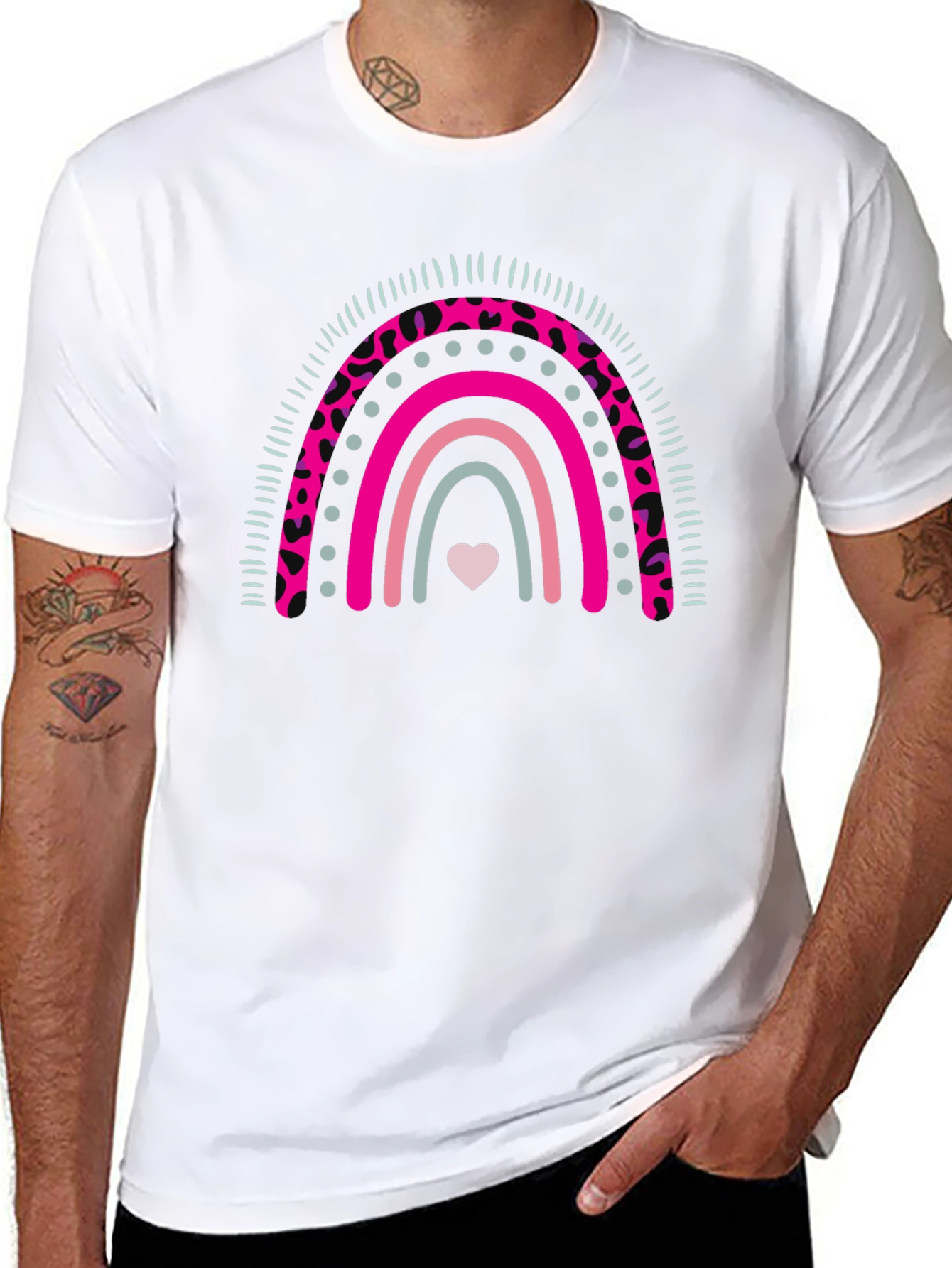 Rainbow Heart Graphic Tee - Black