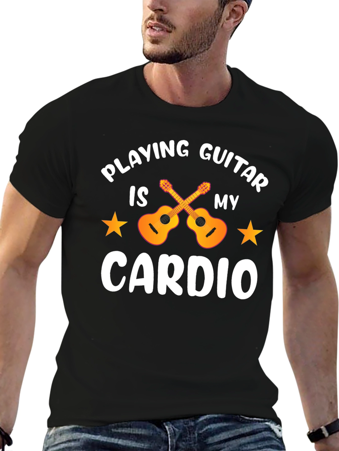 Guitar Cardio T-Shirt: Musicians Workout Tee