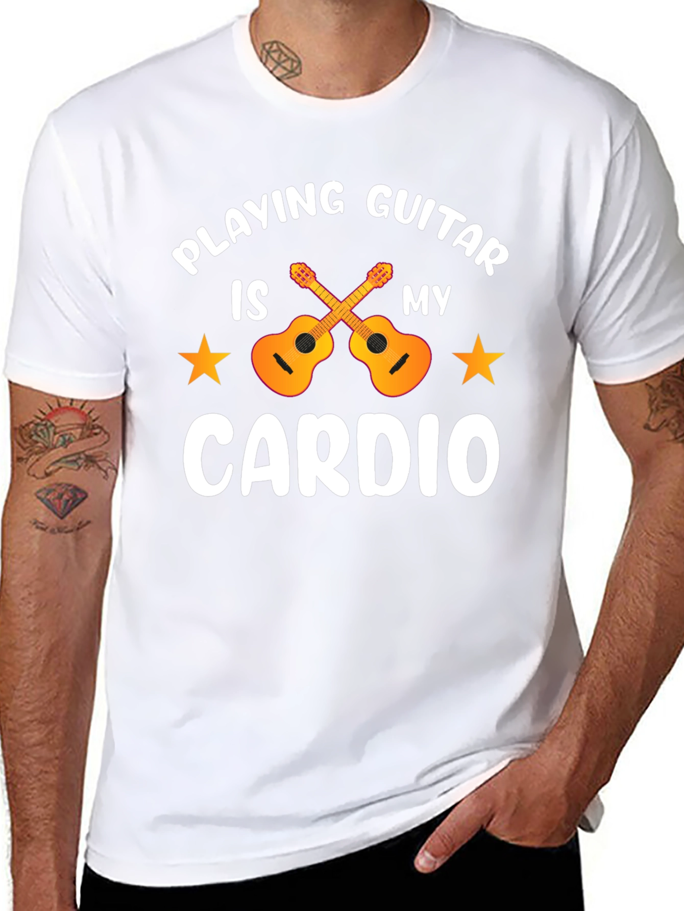 Guitar Cardio T-Shirt: Musicians Workout Tee