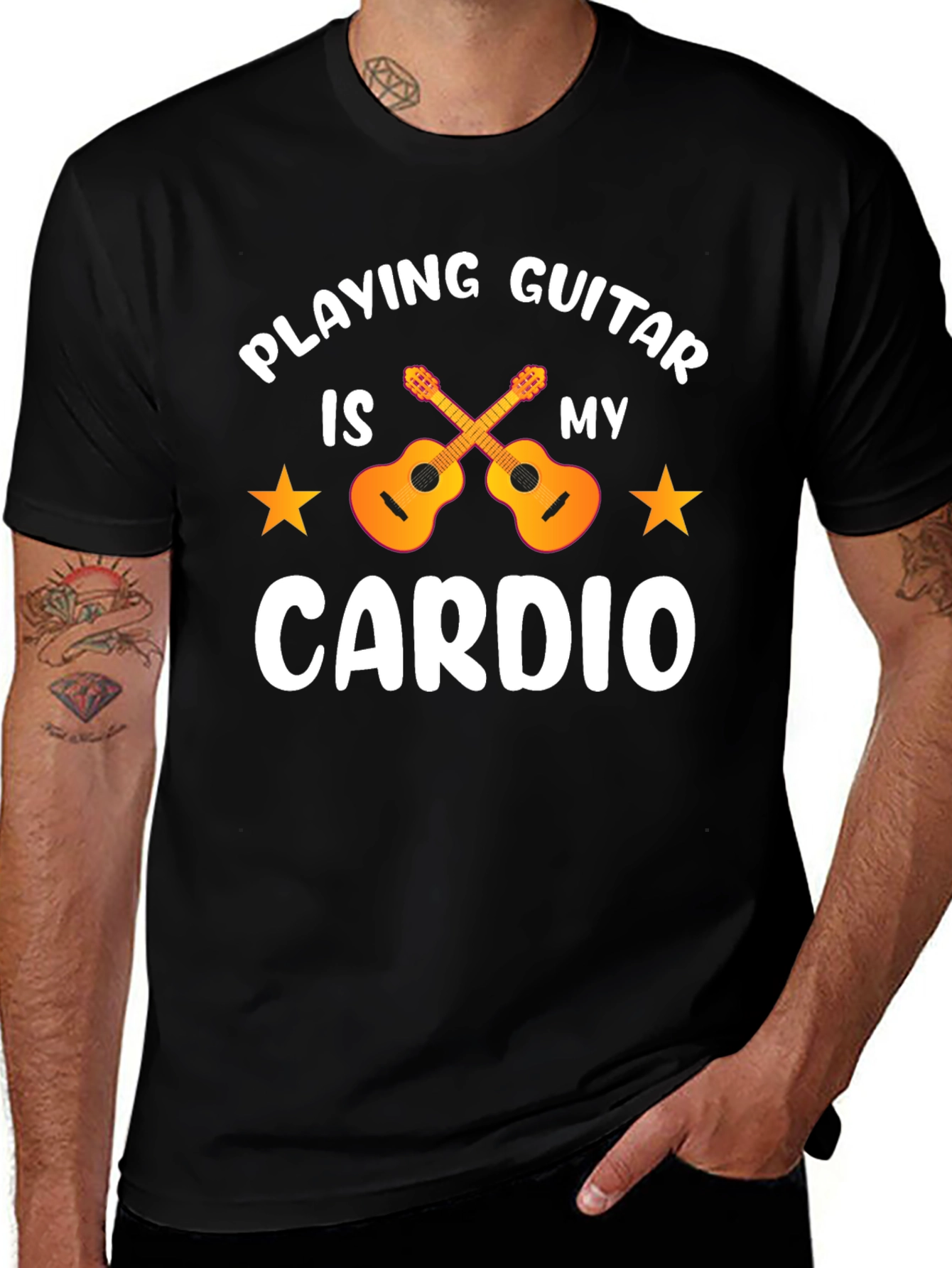 Guitar Cardio T-Shirt: Musicians Workout Tee