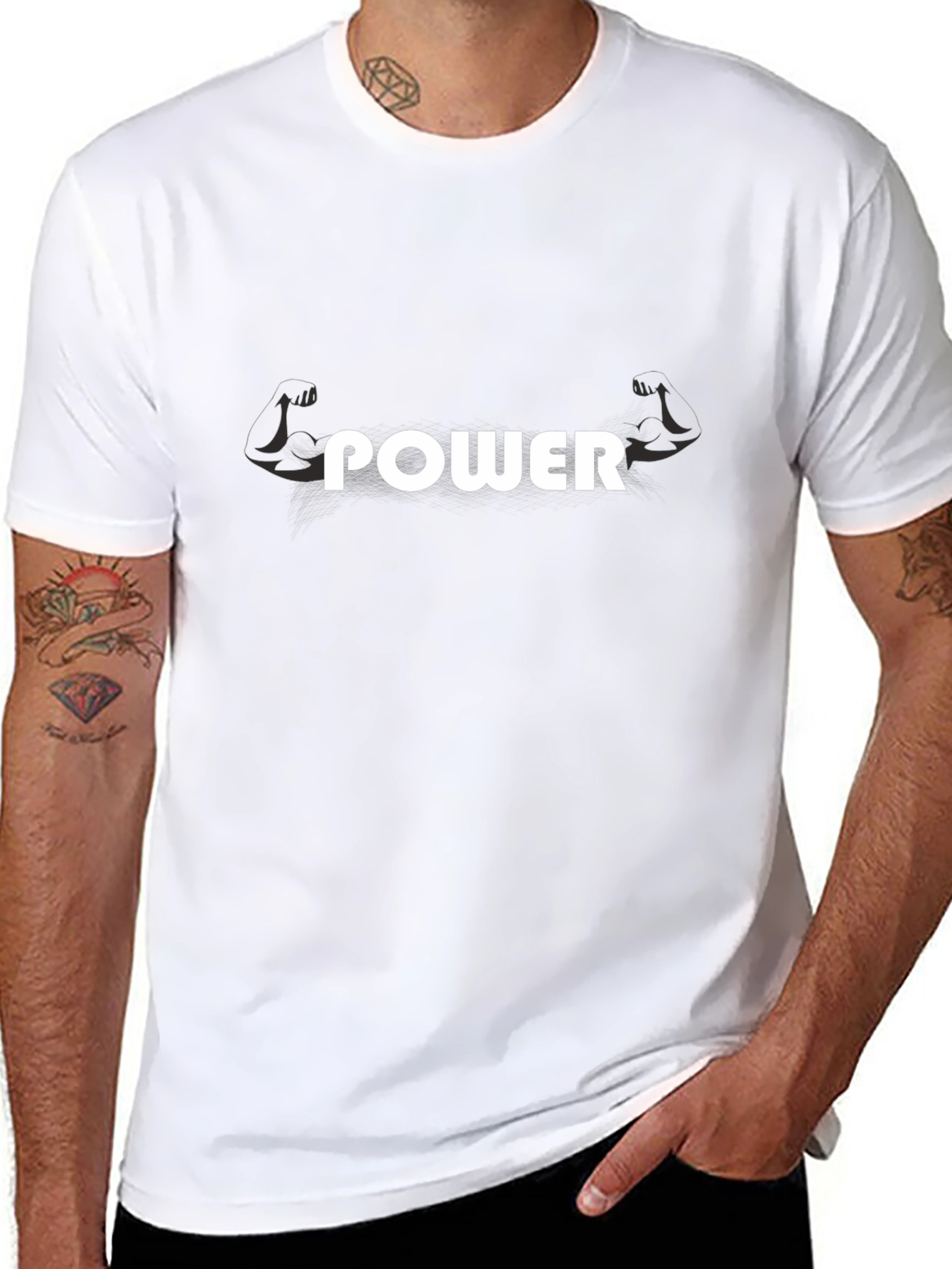 Power Graphic Tee - Black Cotton Blend