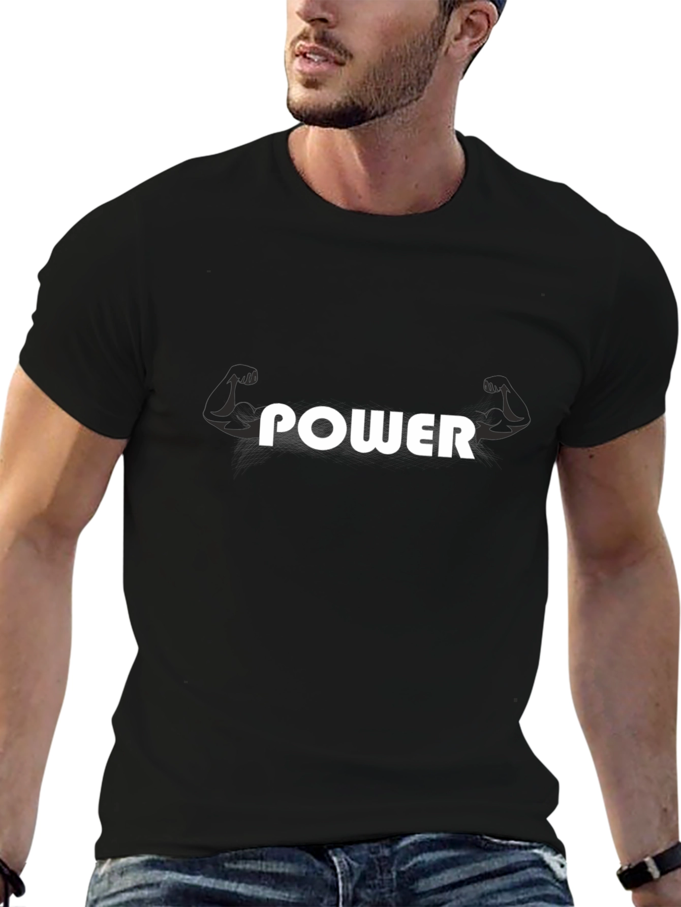 Power Graphic Tee - Black Cotton Blend