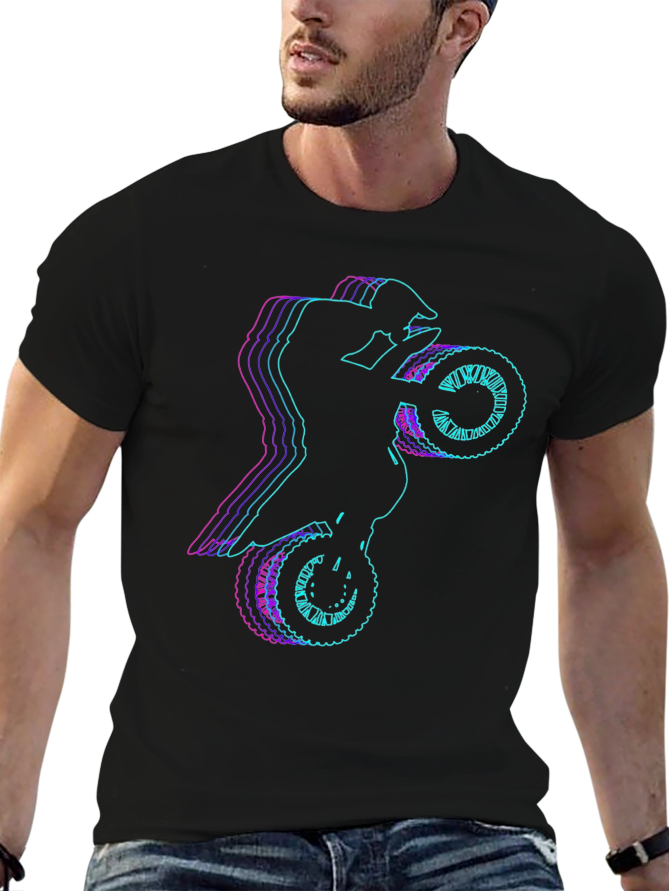 Motorcycle Rider Graphic Tee - Black