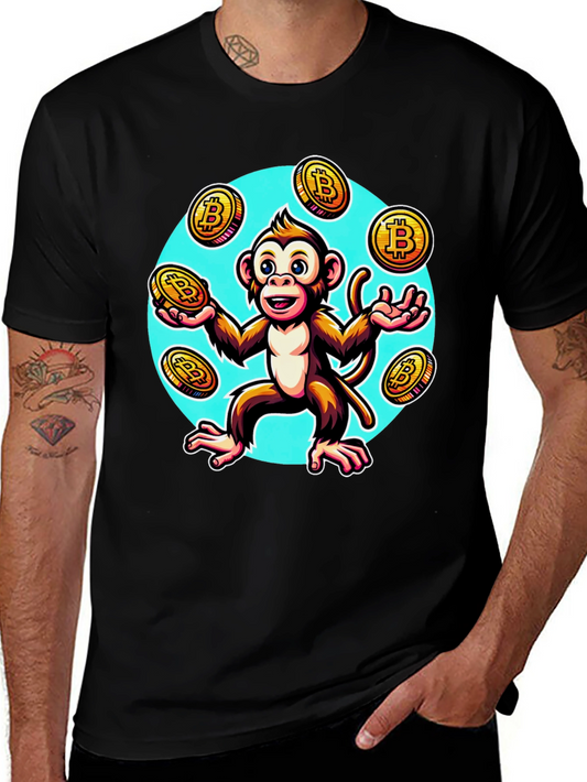 Monkey Juggling Bitcoin Graphic T-Shirt