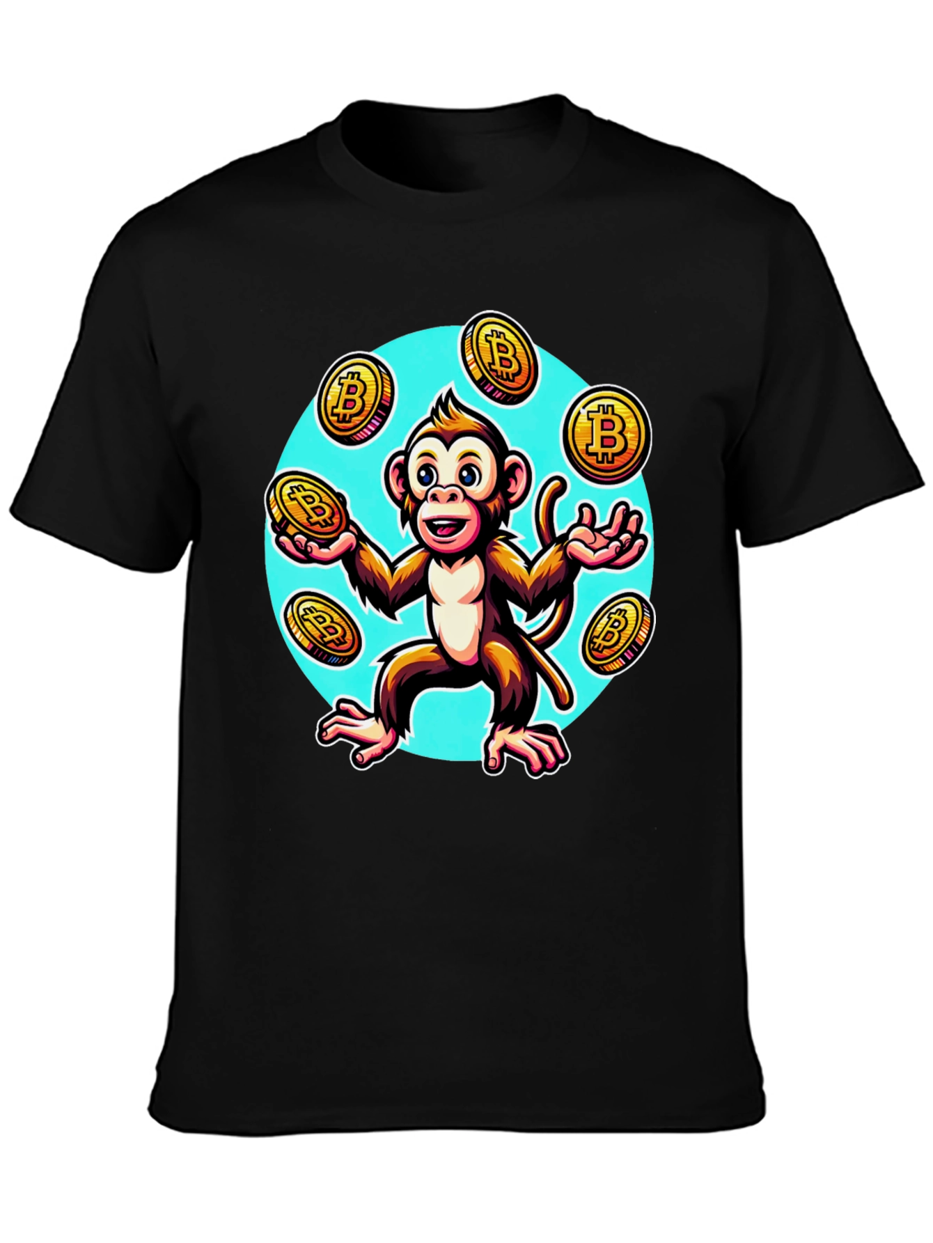 Monkey Juggling Bitcoin Graphic T-Shirt
