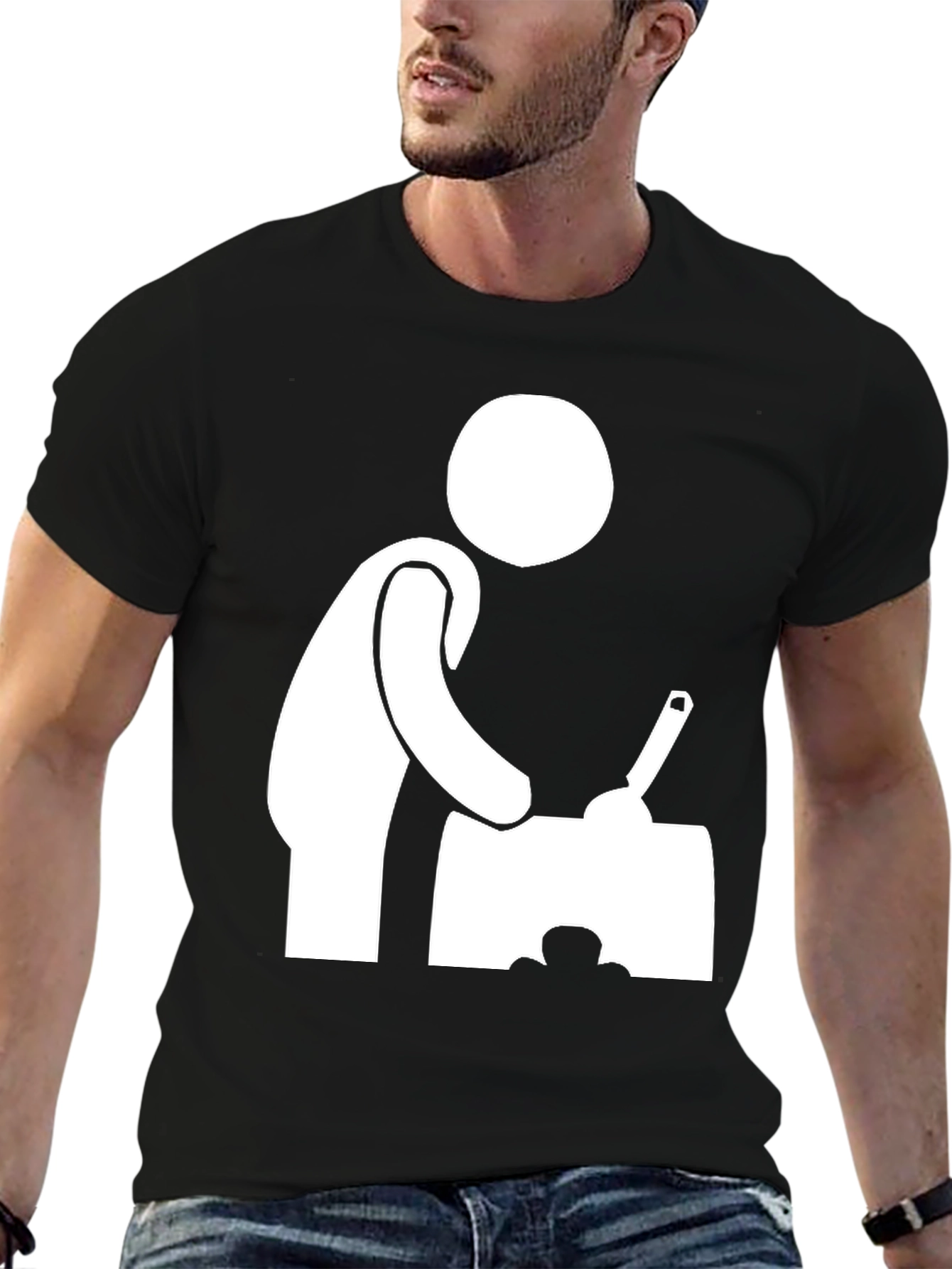 Chef Stick Figure Black T-Shirt