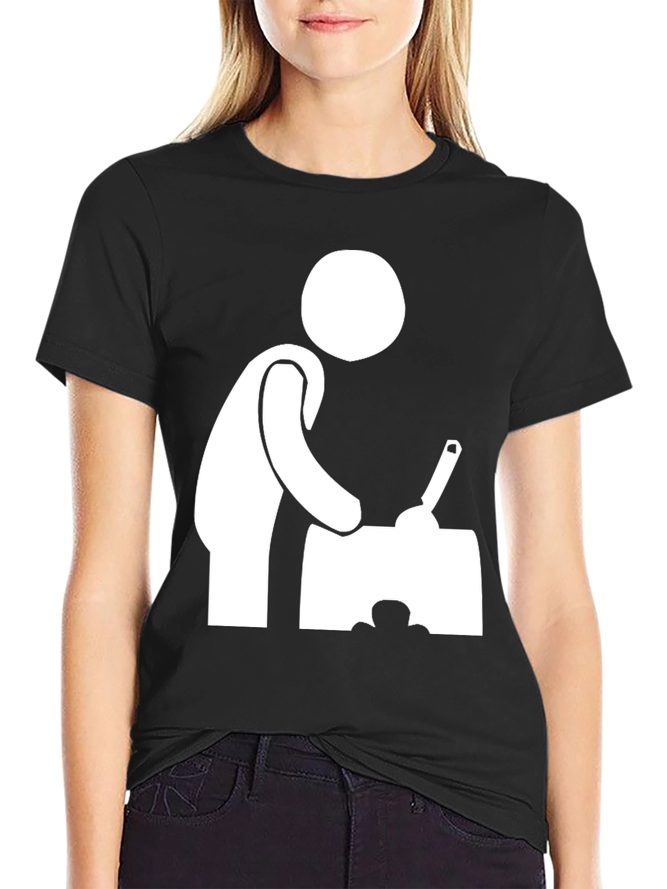 Chef Stick Figure Black T-Shirt