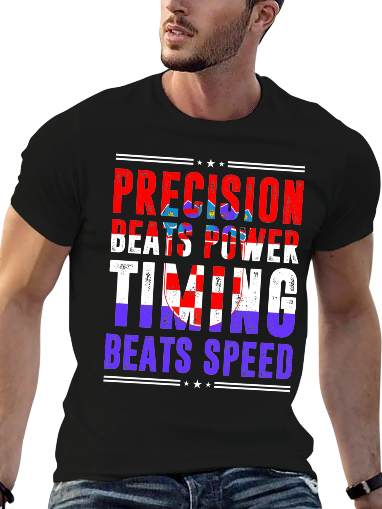 Precision Beats Power Mens Graphic T-Shirt