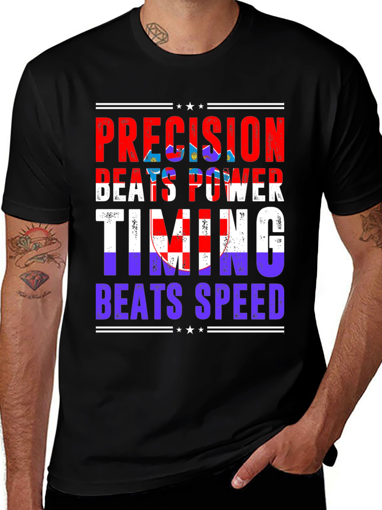 Precision Beats Power Mens Graphic T-Shirt