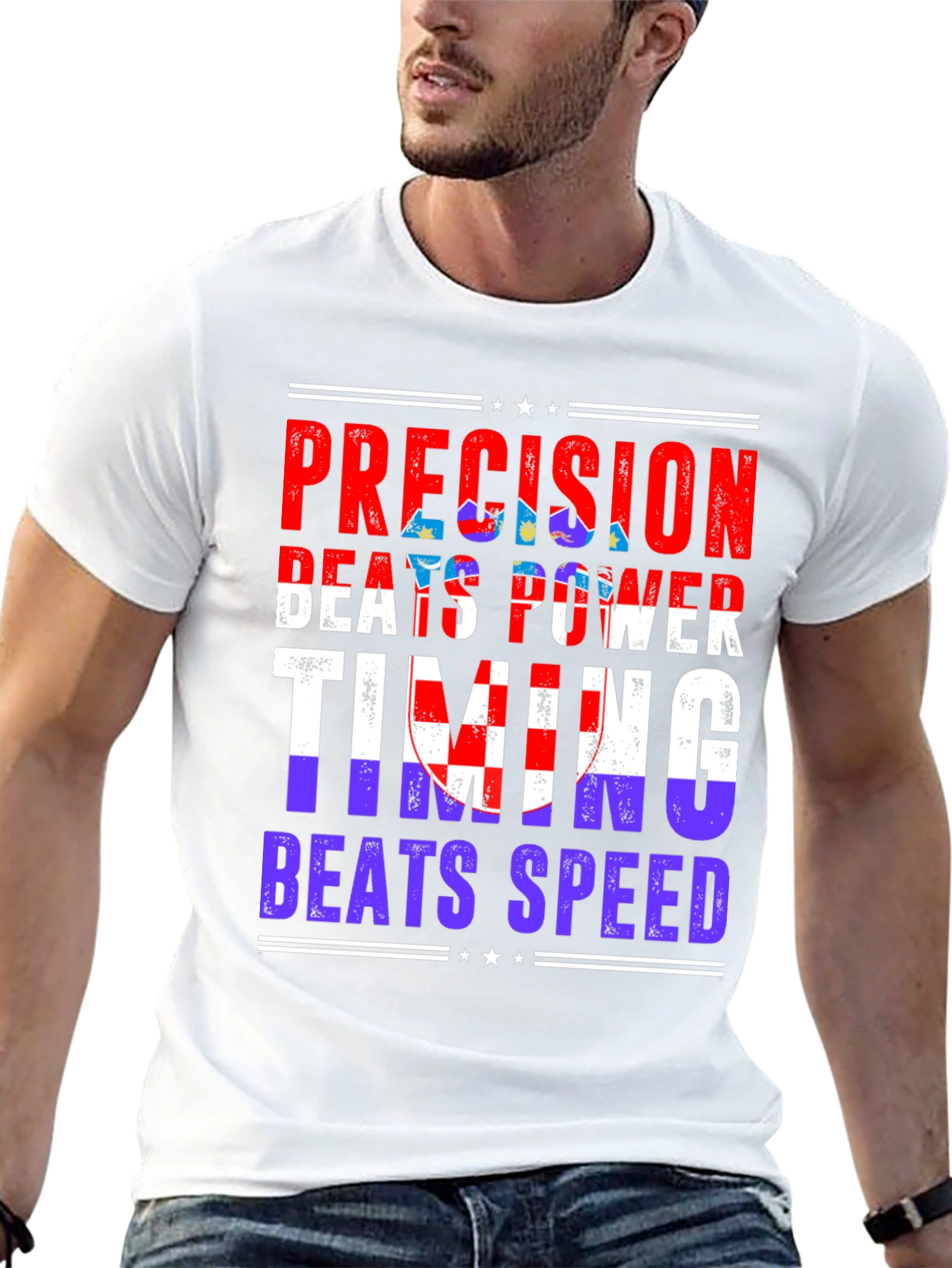 Precision Beats Power Mens Graphic T-Shirt
