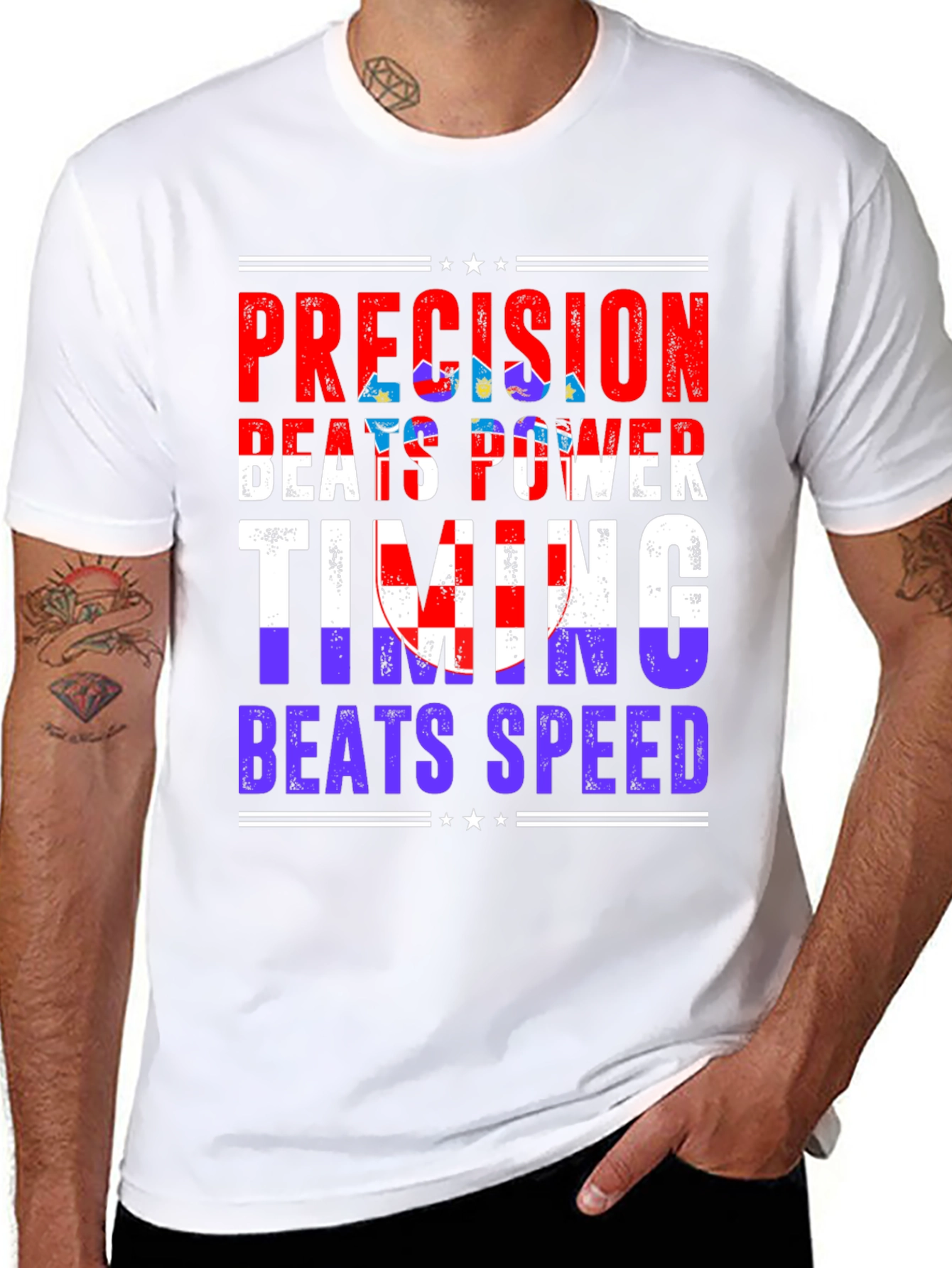 Precision Beats Power Mens Graphic T-Shirt