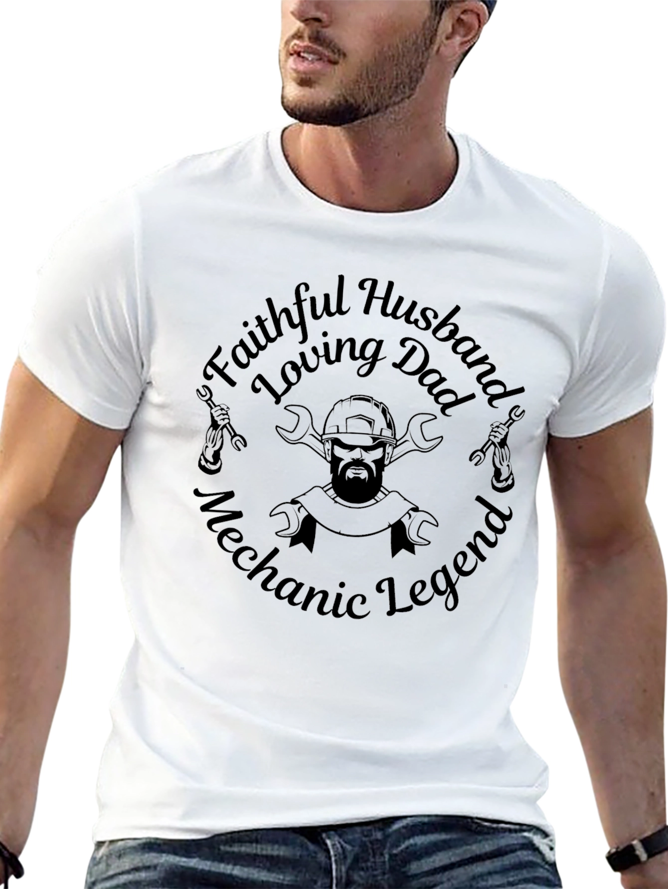 Faithful Husband Mechanic Legend Black T-Shirt