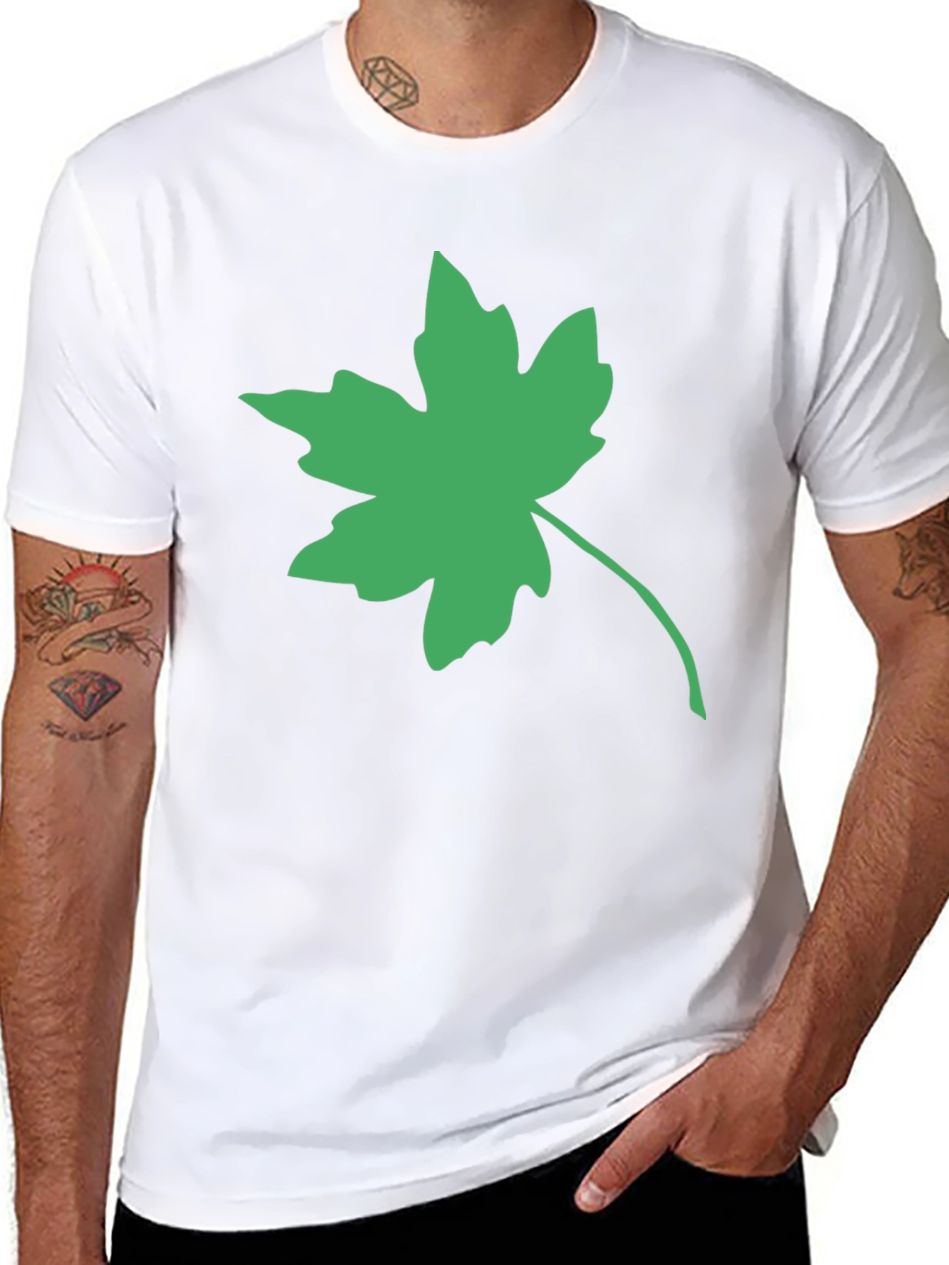 Green Maple Leaf Black Tee
