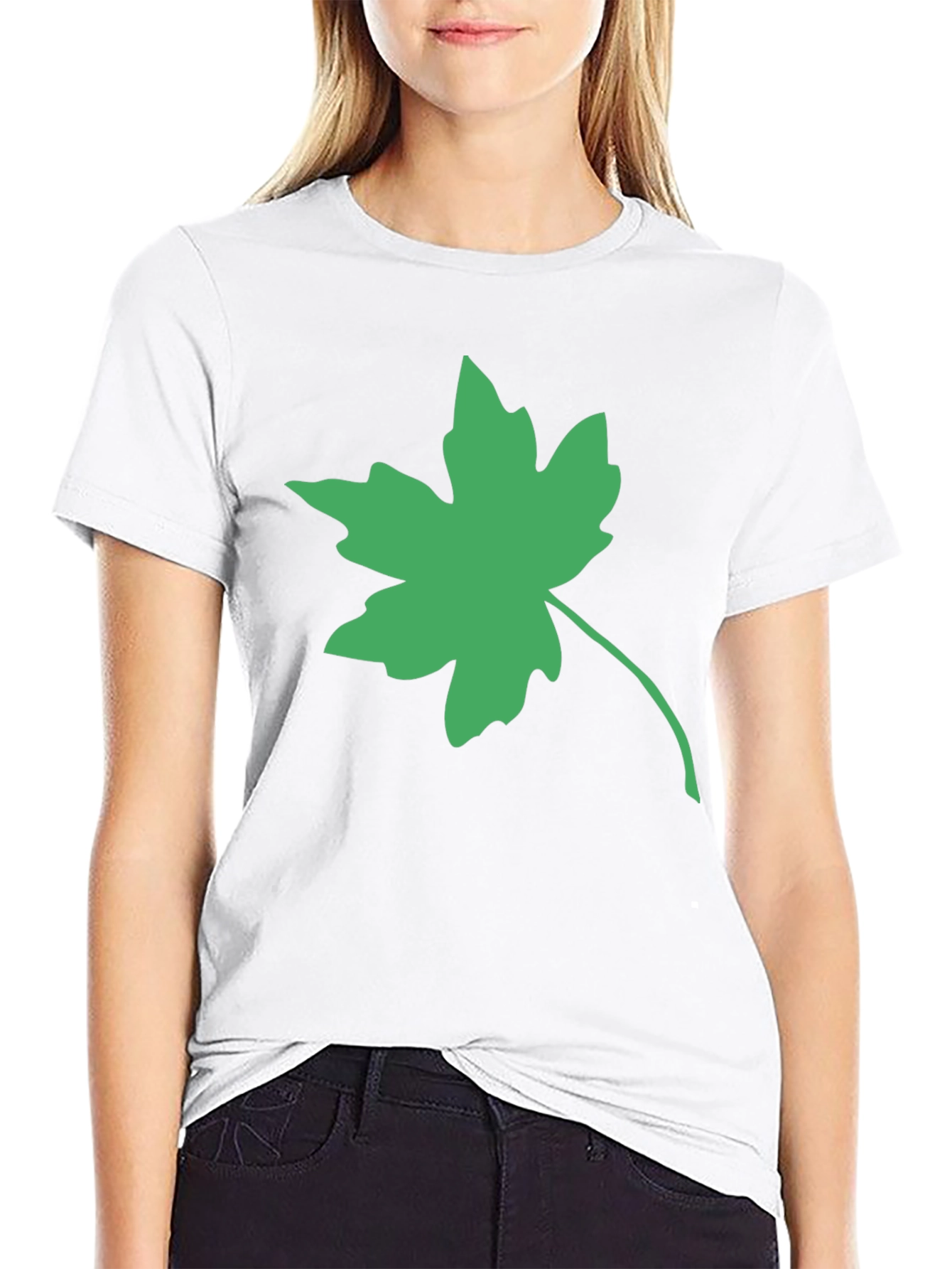 Green Maple Leaf Black Tee