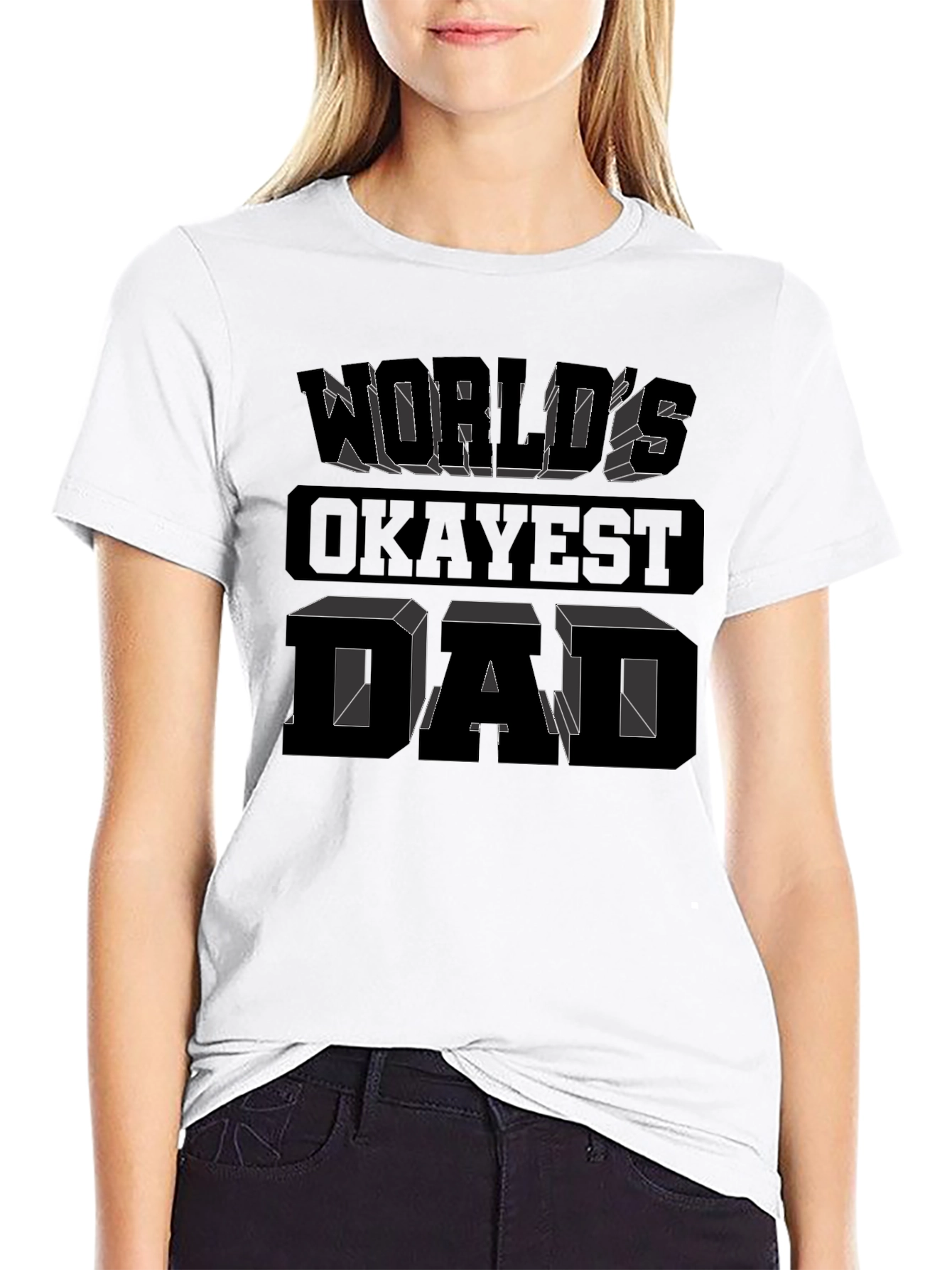 Worlds Okayest Dad Graphic Tee - Black Cotton