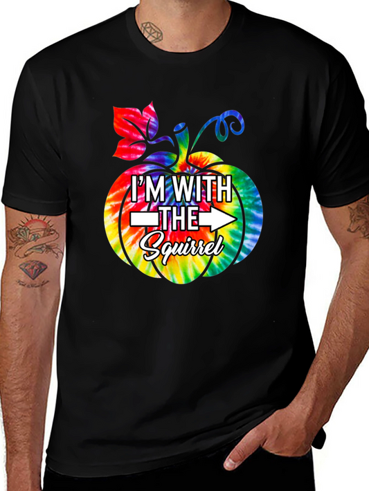 Im With the Squirrel Tie Dye Pumpkin T-Shirt