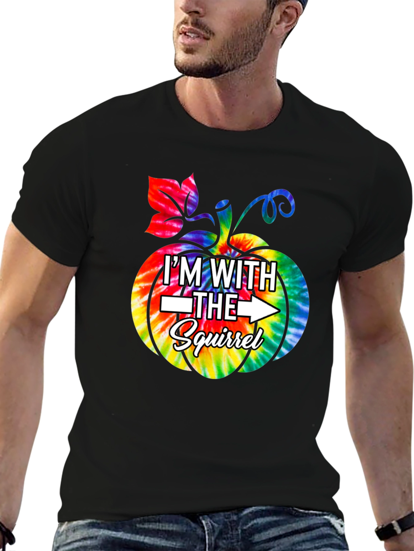 Im With the Squirrel Tie Dye Pumpkin T-Shirt