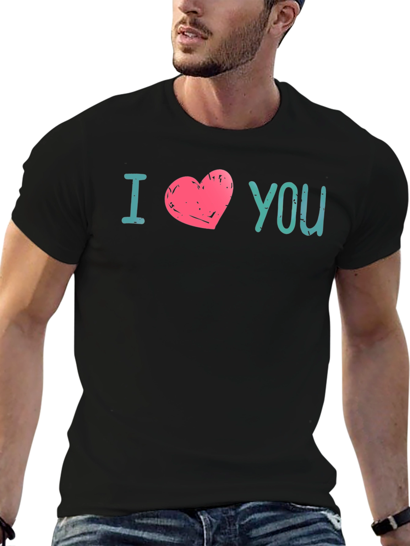I Heart You Graphic Print Tee - Black