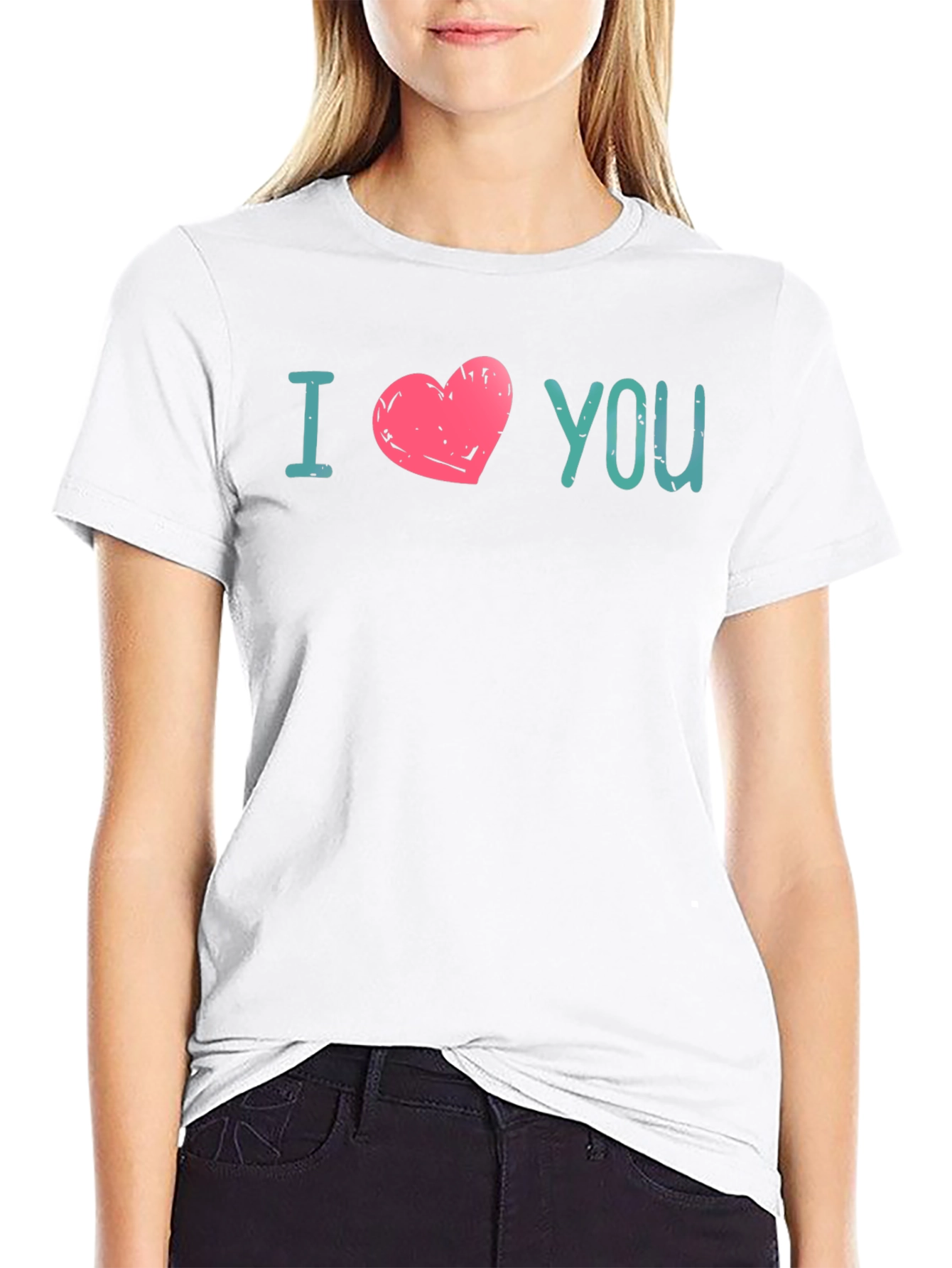I Heart You Graphic Print Tee - Black