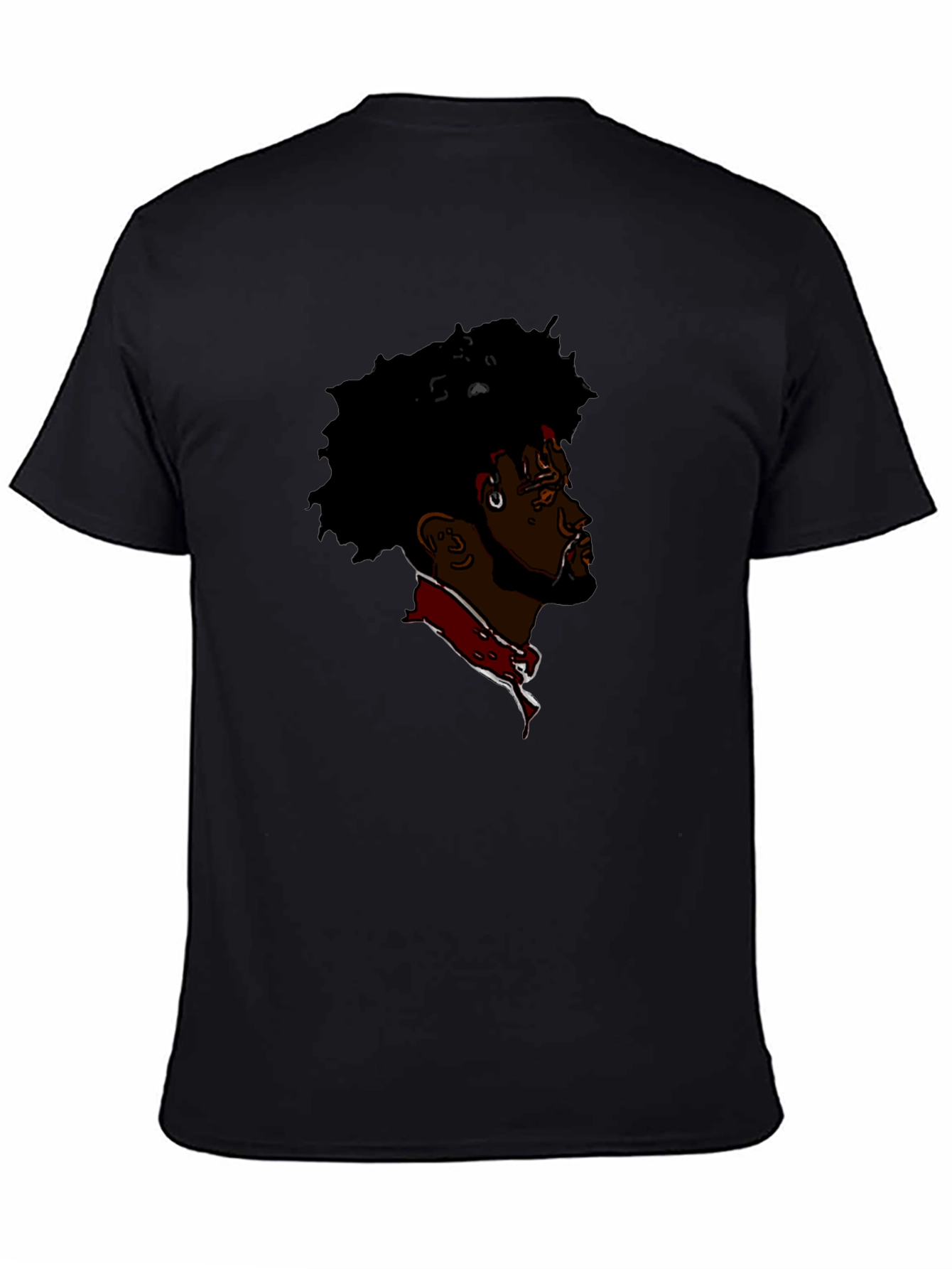 Cool Afro Man Graphic Print Black T-Shirt
